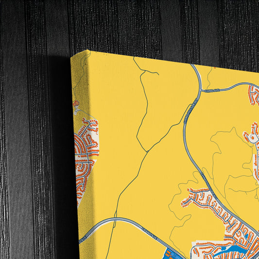 Chino Hills California Colorful City Map Canvas Print Detail