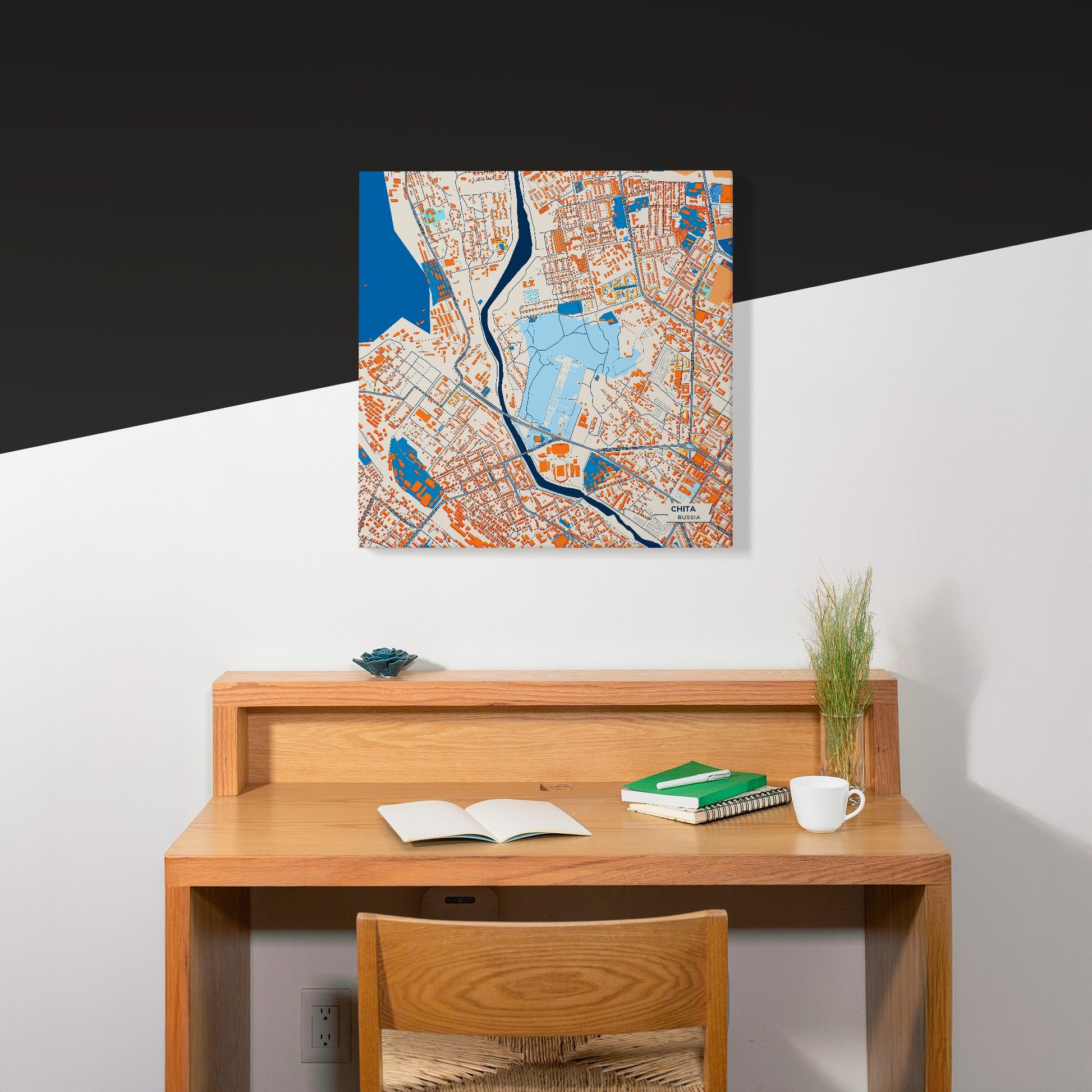 Чита Russia Colorful City Map Canvas Print Scene
