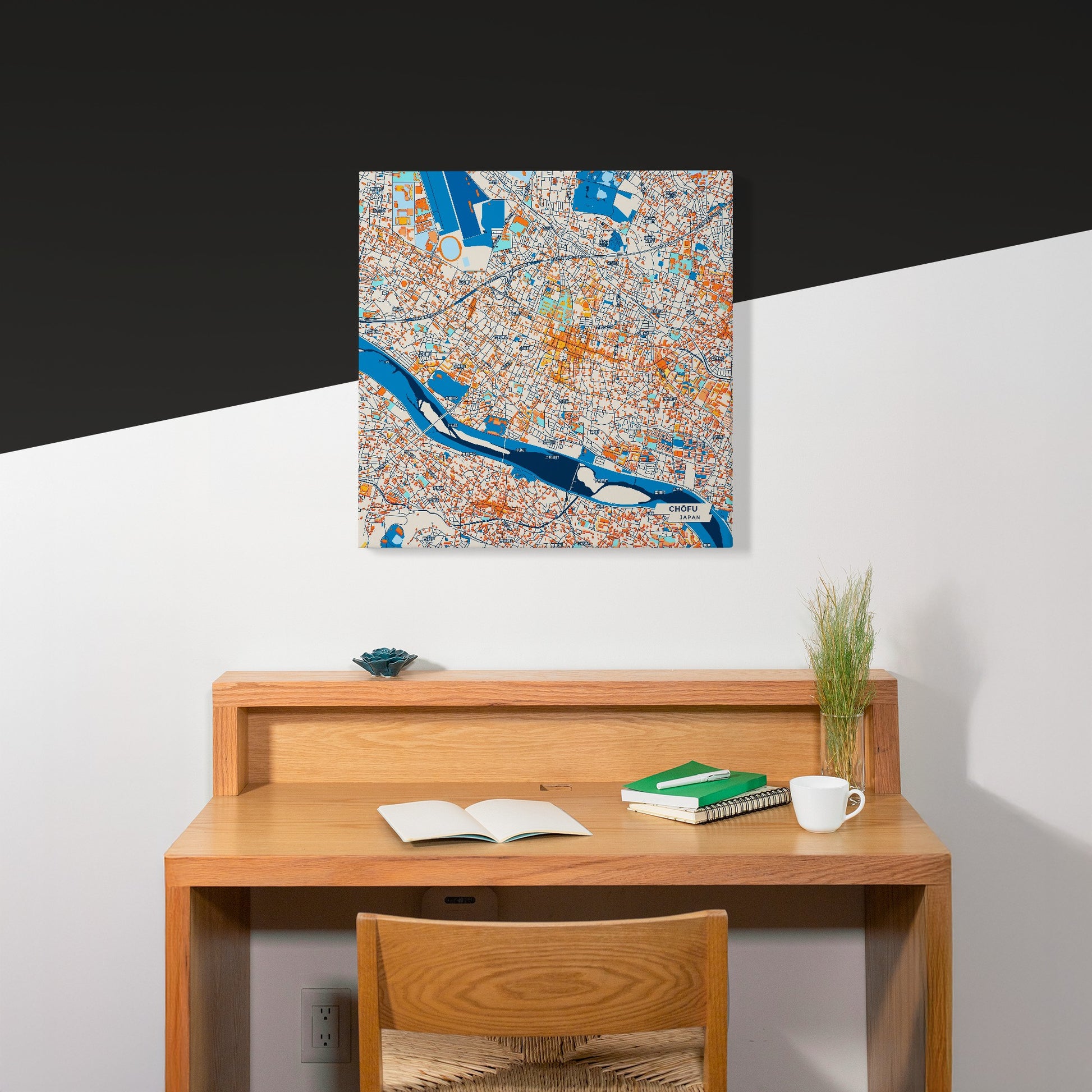 Chōfu Japan Colorful City Map Canvas Print Scene
