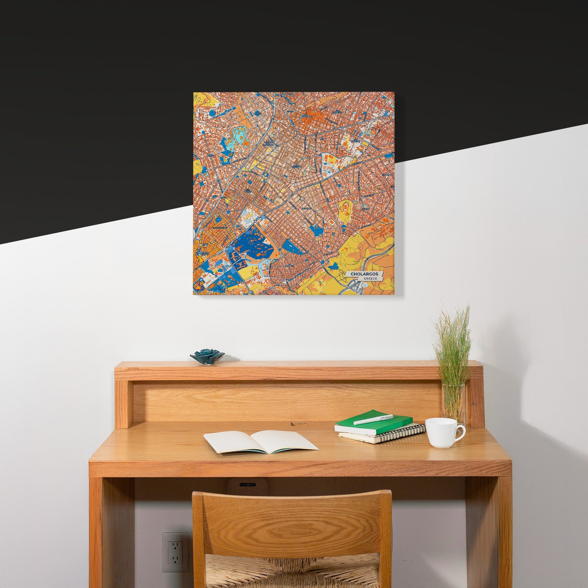 Χολαργος Greece Colorful City Map Canvas Print Scene