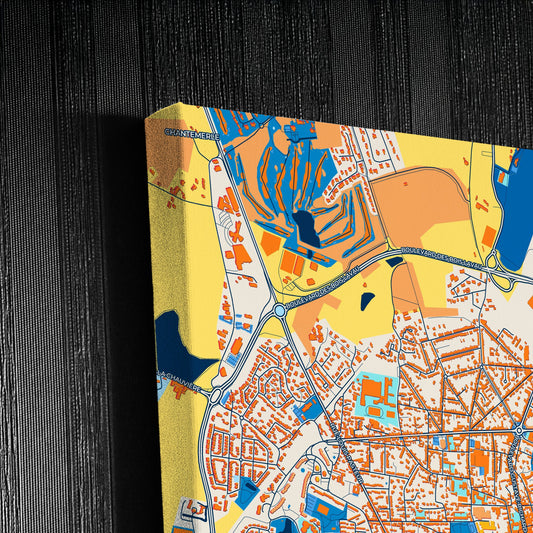 Cholet France Colorful City Map Canvas Print Detail