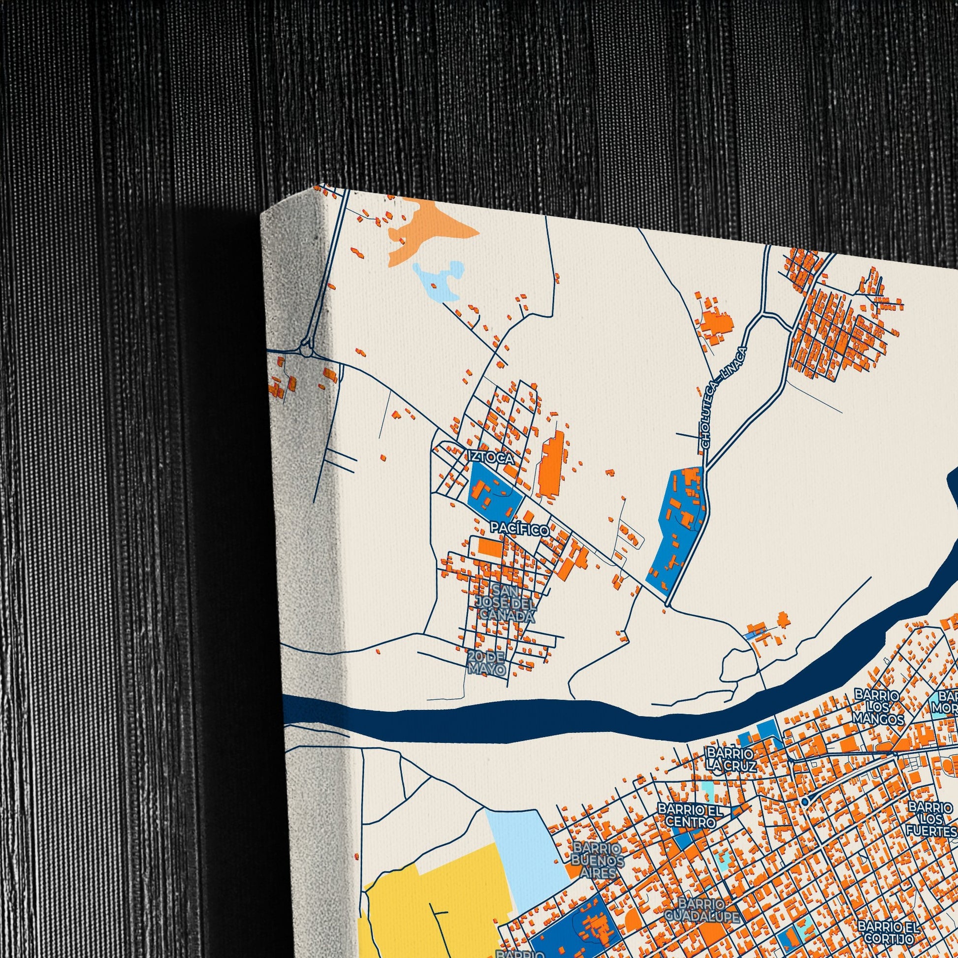 Choluteca Honduras Colorful City Map Canvas Print Detail