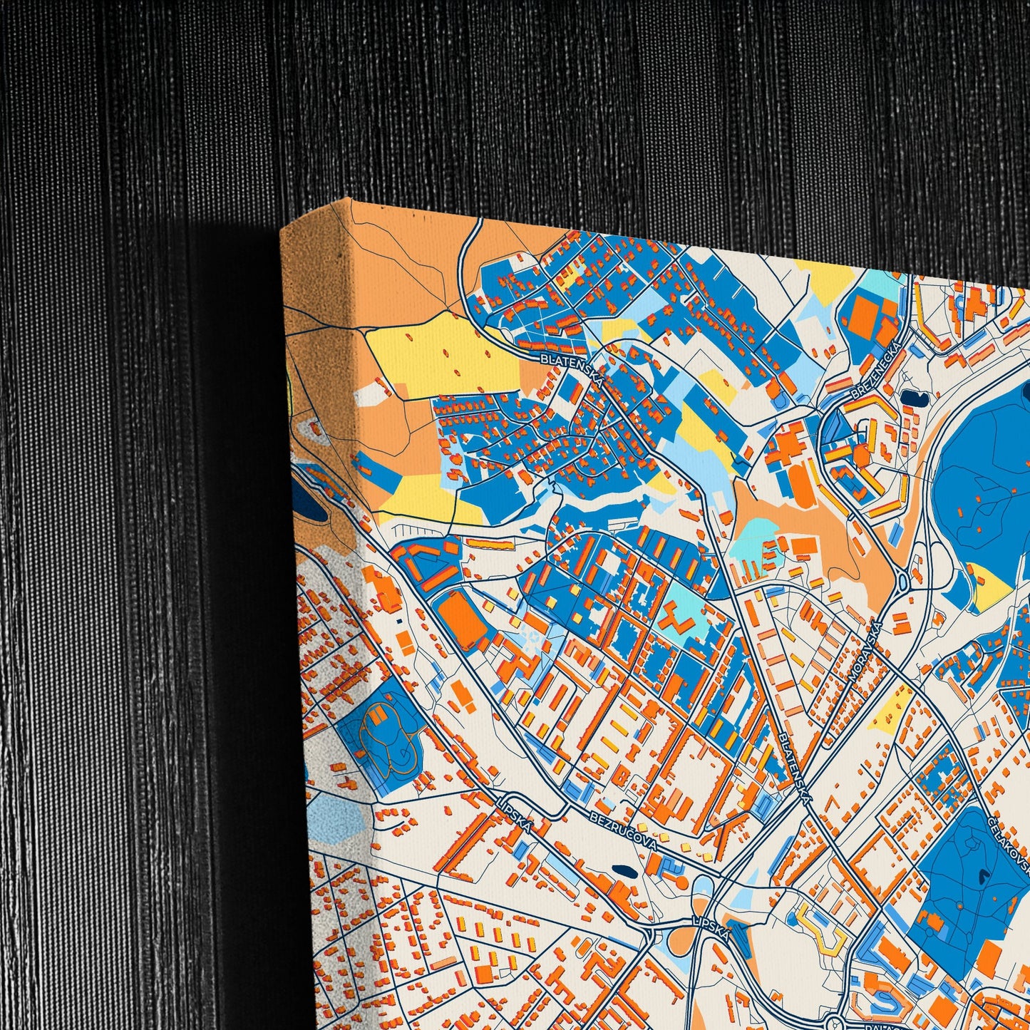 Chomutov Czechia Colorful City Map Canvas Print Detail