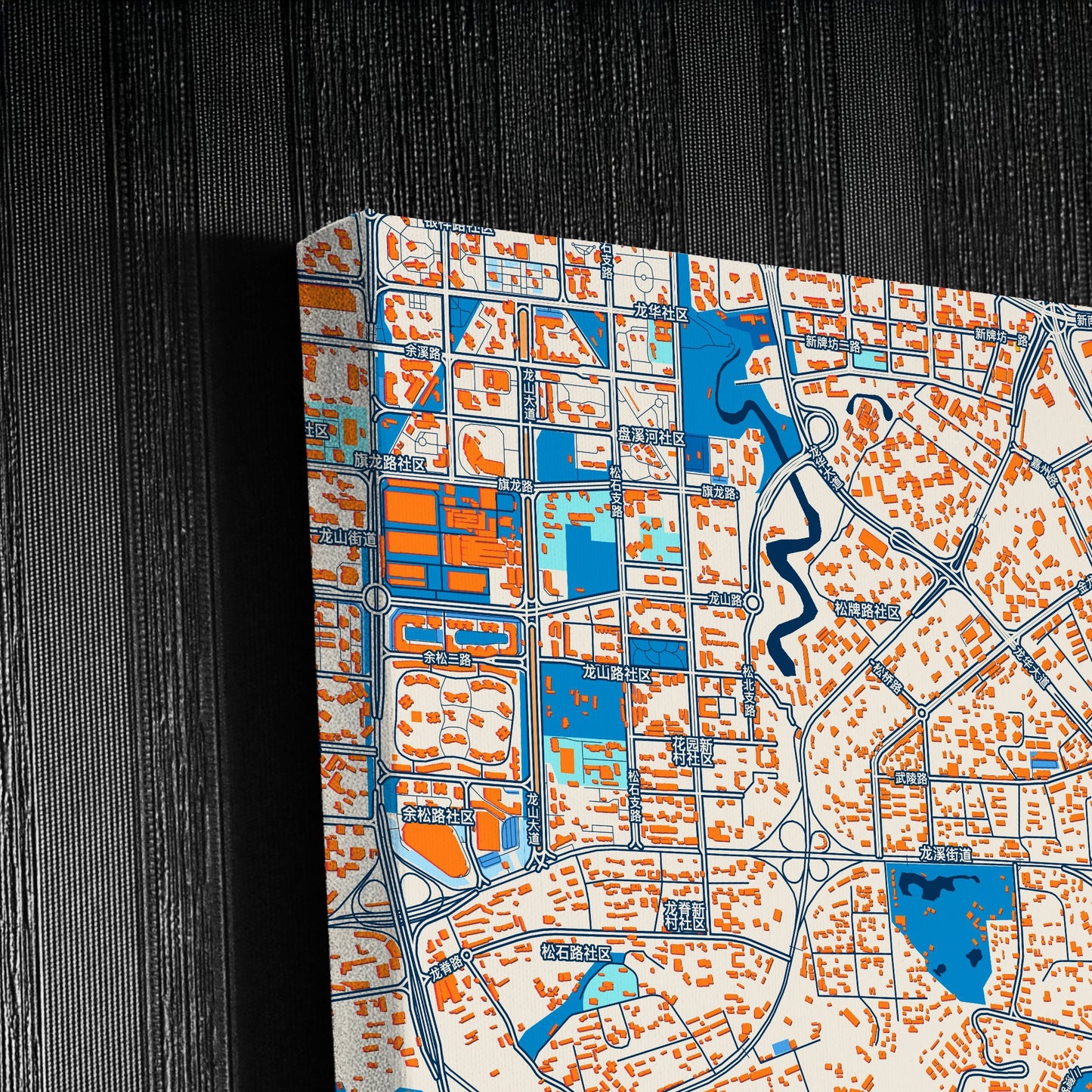 Chongqing China Colorful City Map Canvas Print Detail