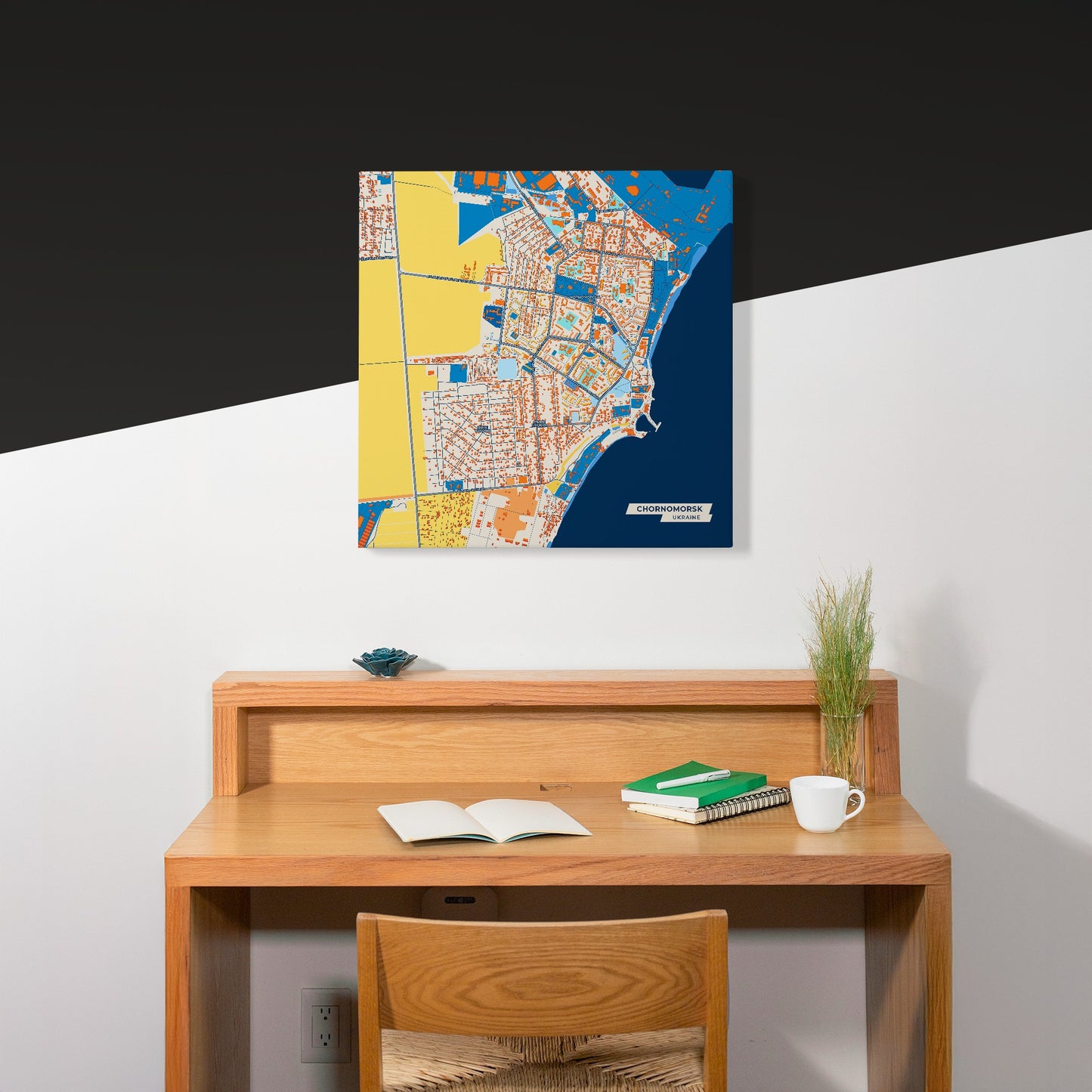 Чорноморський Ukraine Colorful City Map Canvas Print Scene