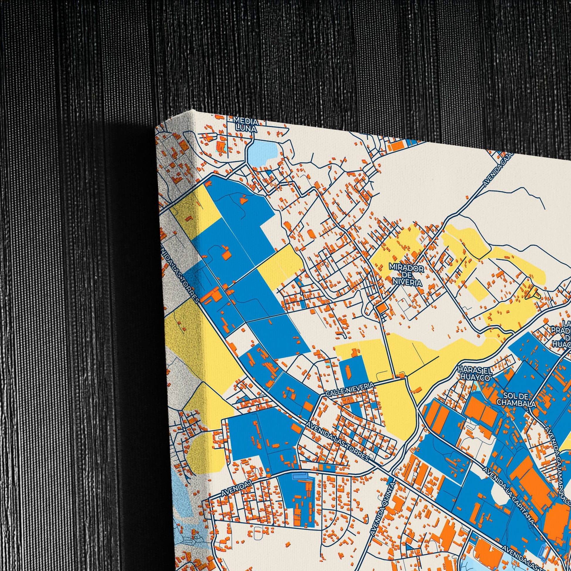 Chosica Peru Colorful City Map Canvas Print Detail