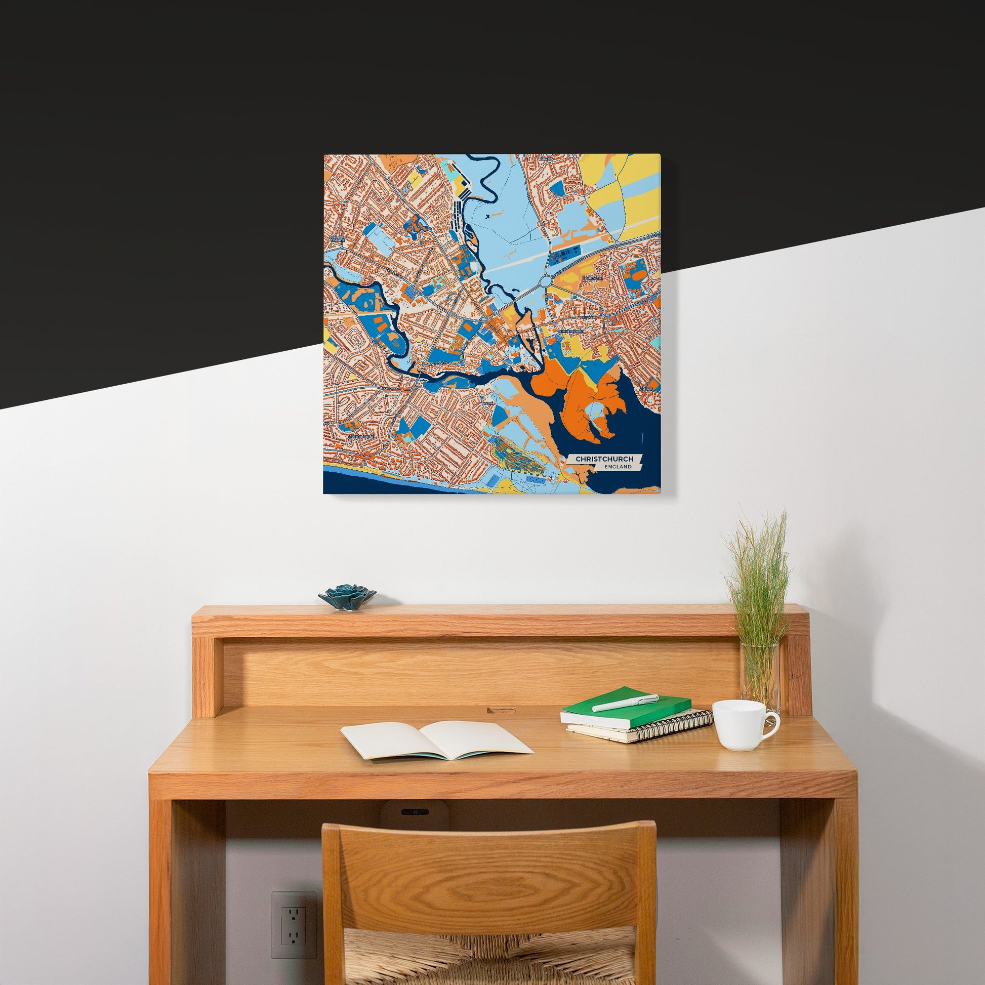 Christchurch England Colorful City Map Canvas Print Scene