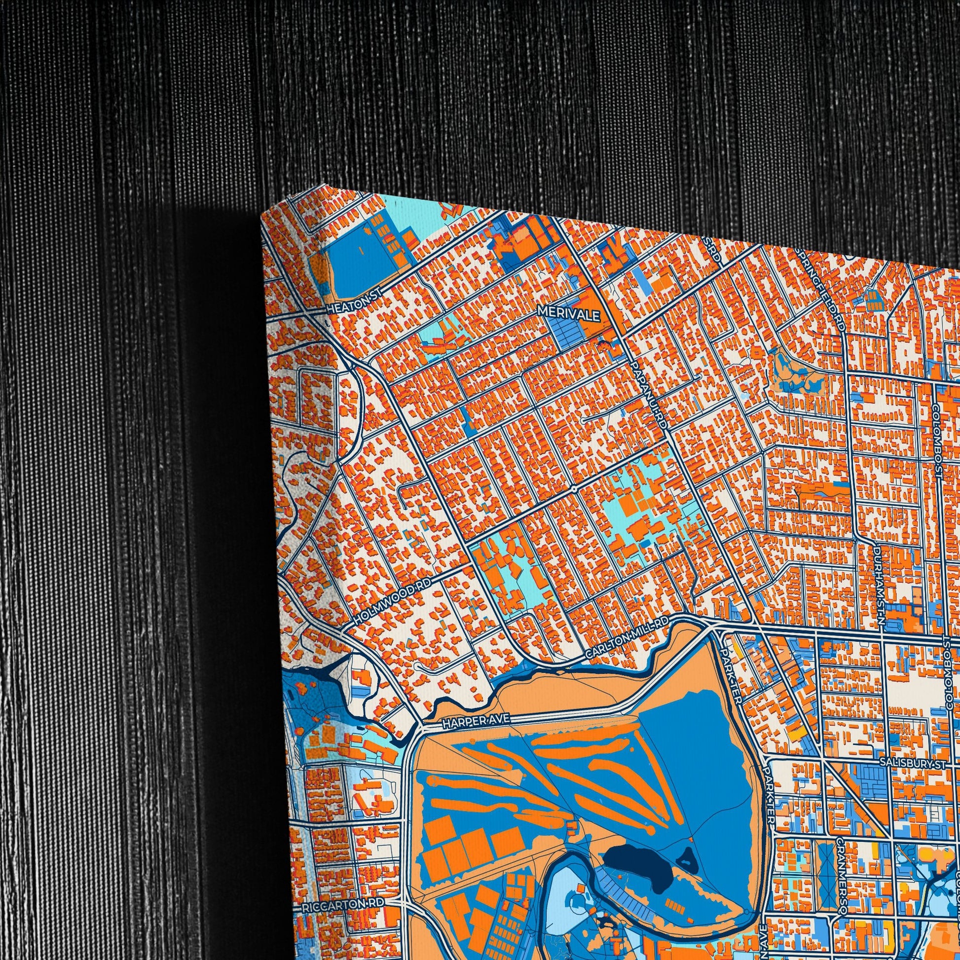 Christchurch New Zealand Colorful City Map Canvas Print Detail