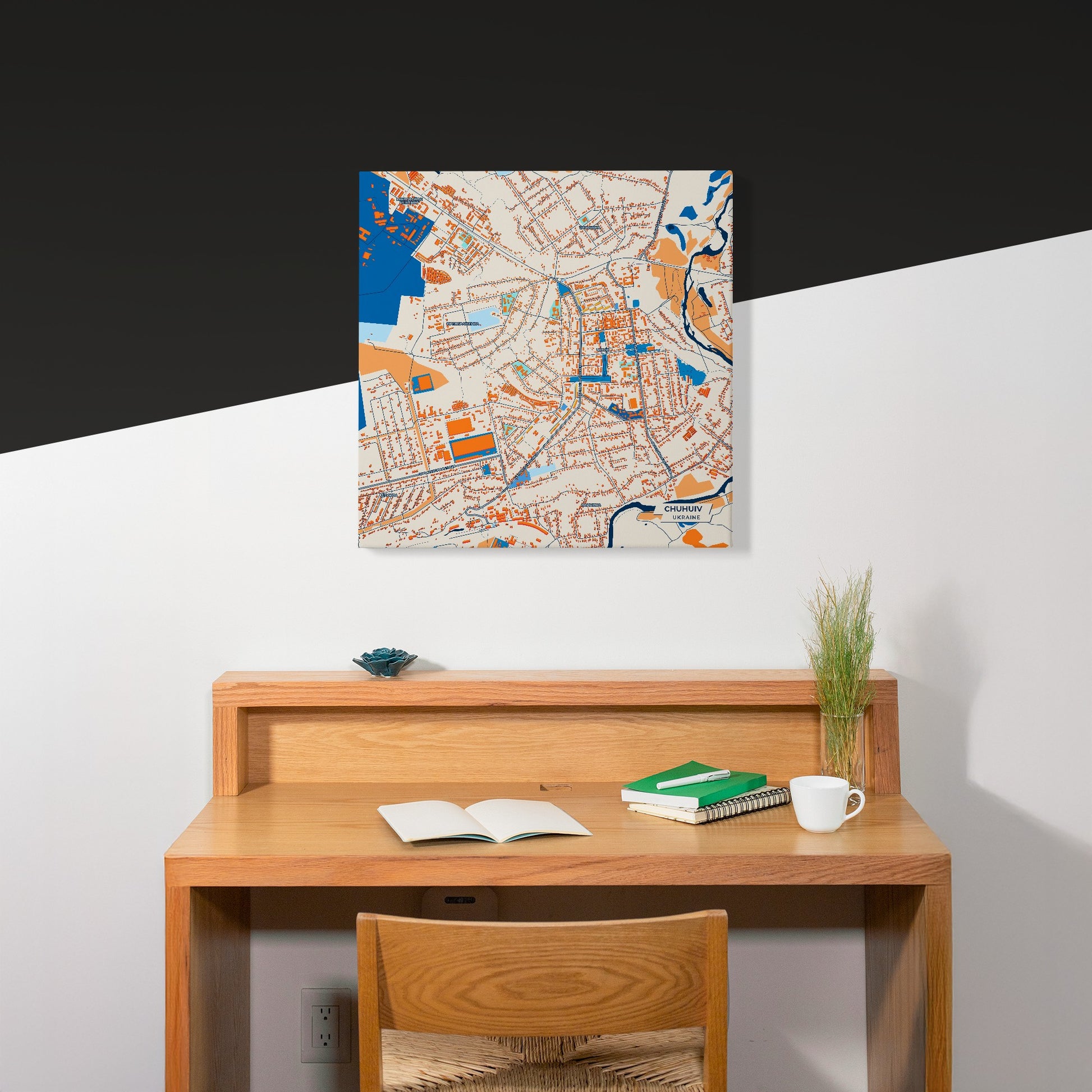 Чухуів Ukraine Colorful City Map Canvas Print Scene