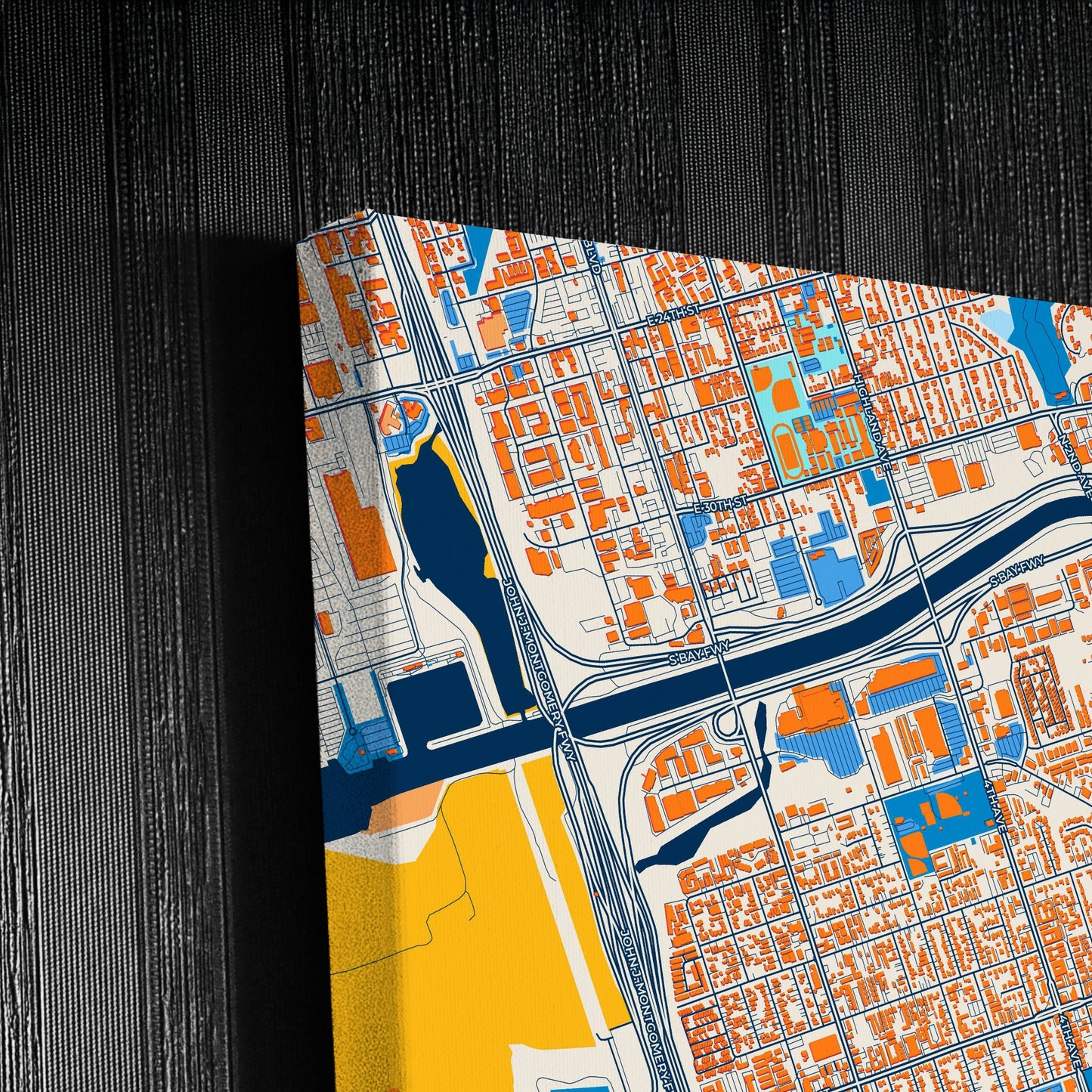 Chula Vista California Colorful City Map Canvas Print Detail