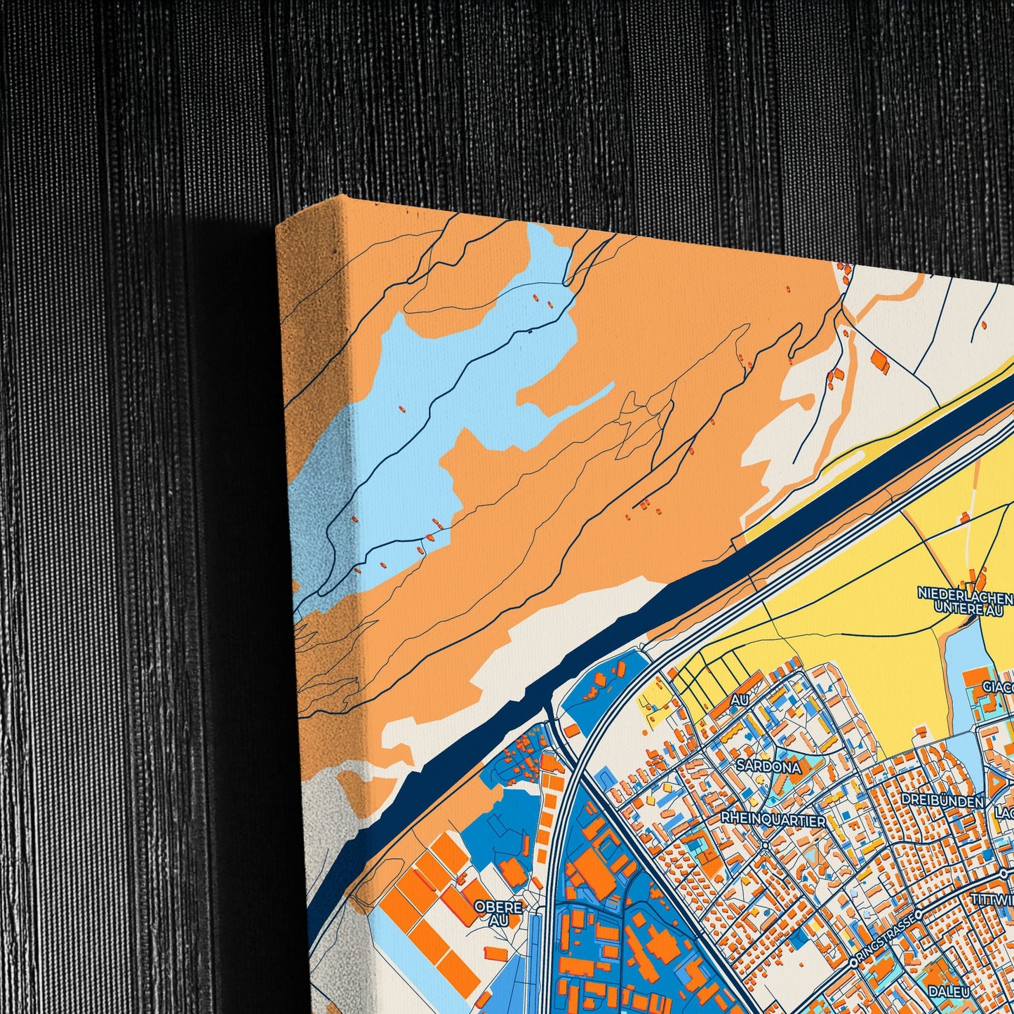 Kur Switzerland Colorful City Map Canvas Print Detail