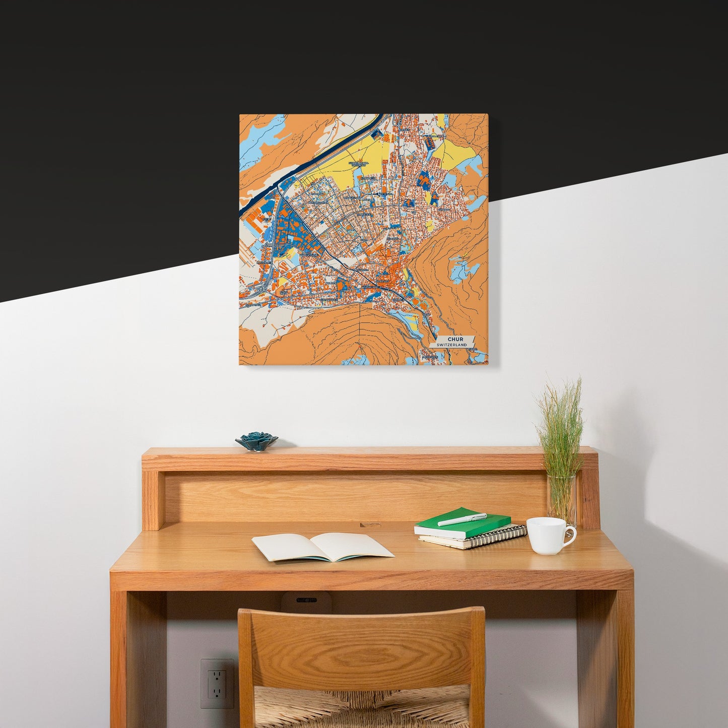 Kur Switzerland Colorful City Map Canvas Print Scene