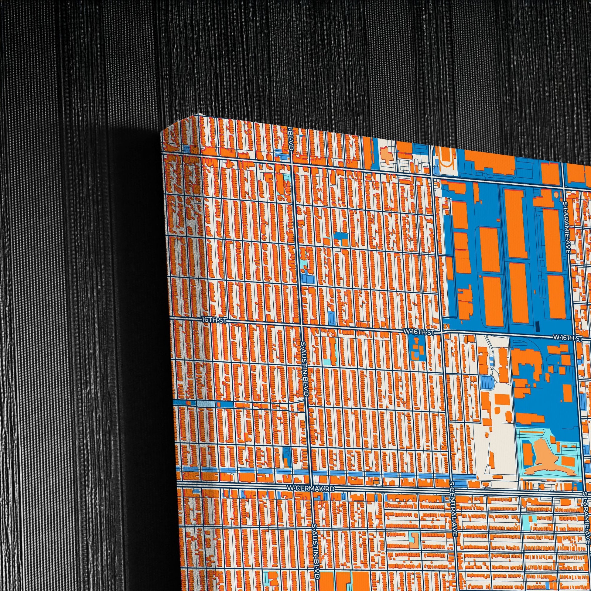 Cicero Illinois Colorful City Map Canvas Print Detail