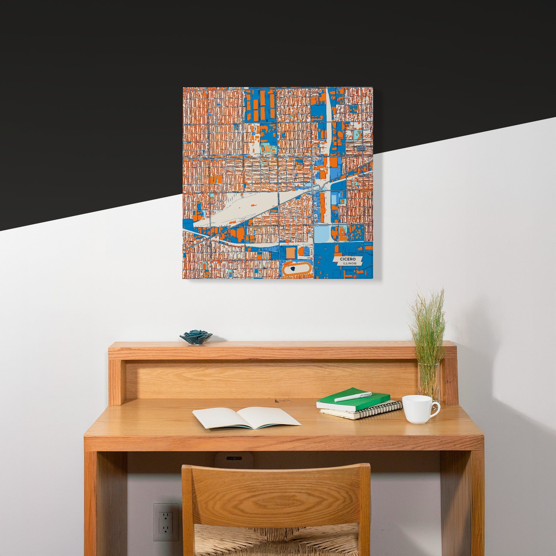 Cicero Illinois Colorful City Map Canvas Print Scene