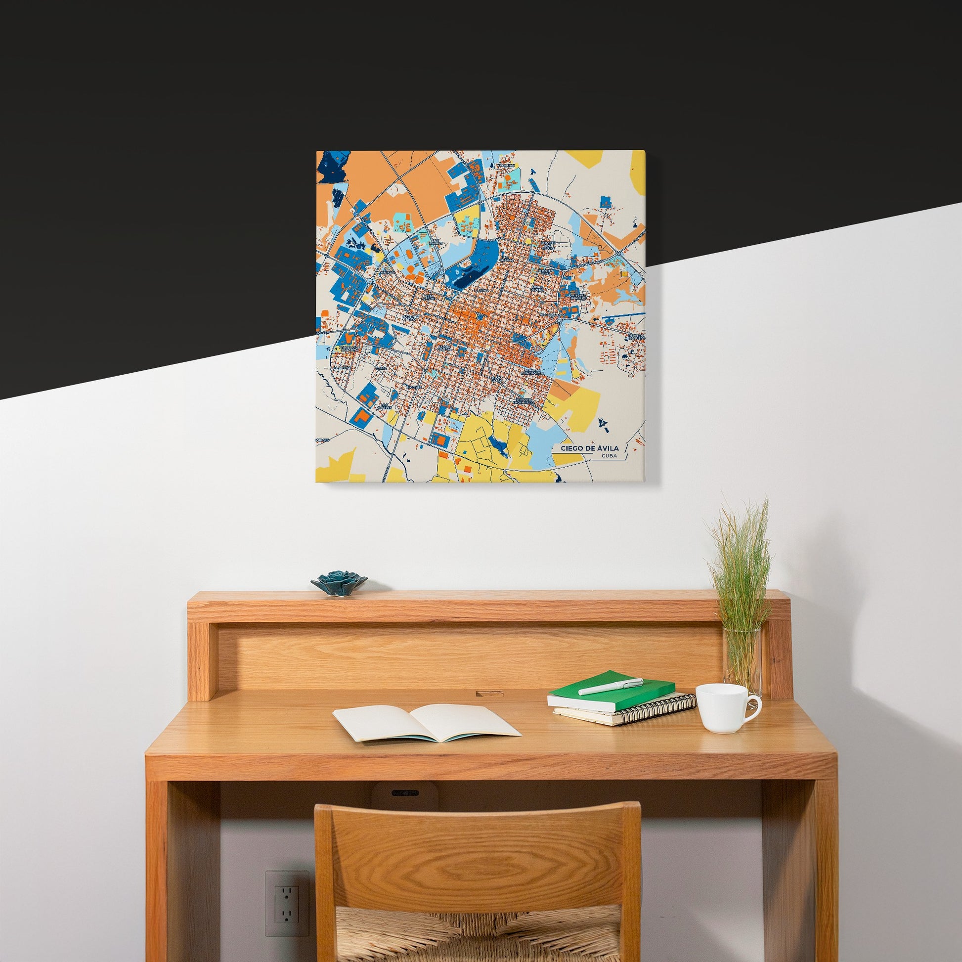 Ciego De Ávila Cuba Colorful City Map Canvas Print Scene