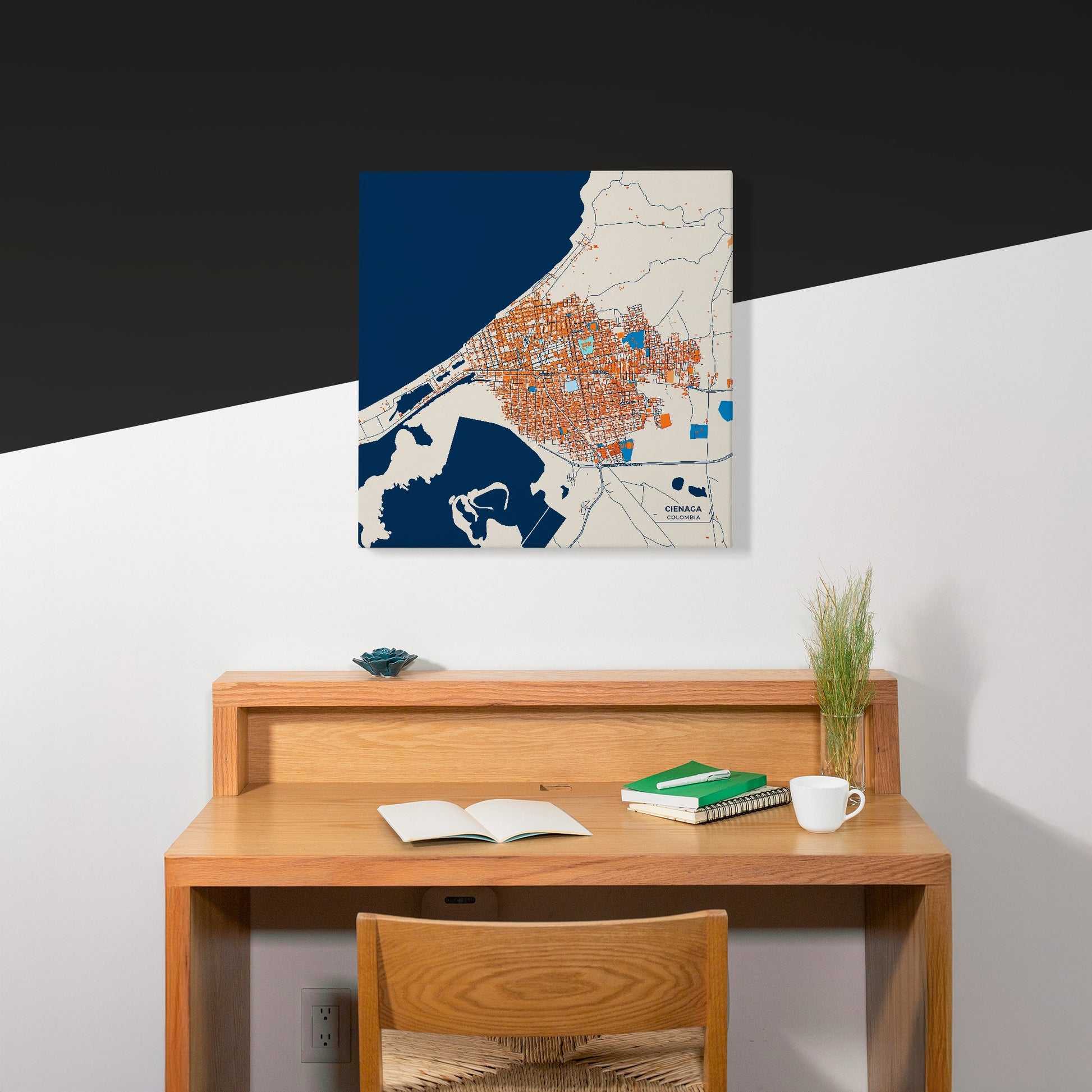 Cienaga Colombia Colorful City Map Canvas Print Scene