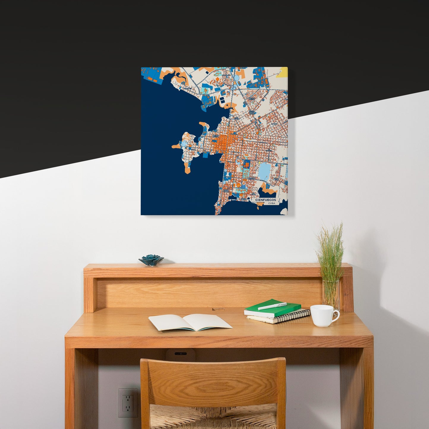 Cienfuegos Cuba Colorful City Map Canvas Print Scene