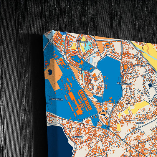 Cilegon Indonesia Colorful City Map Canvas Print Detail
