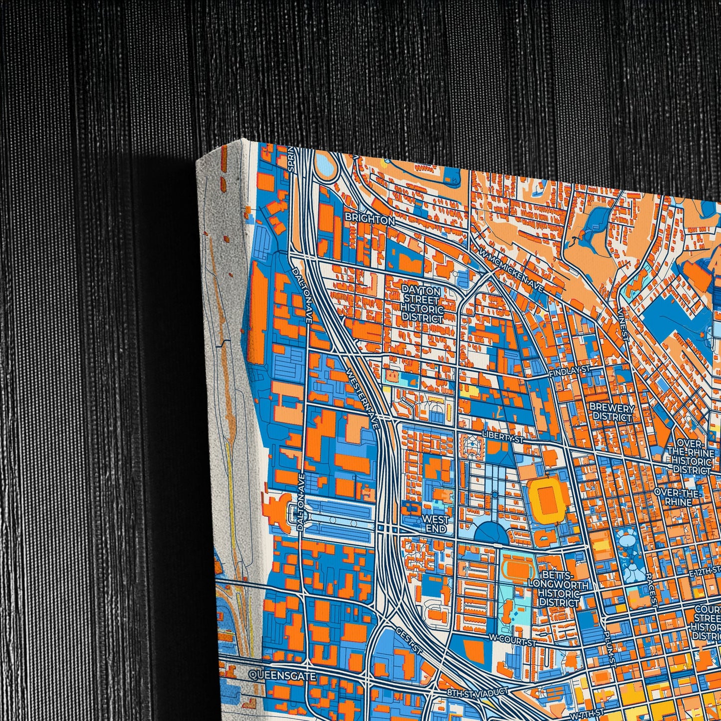 Cincinnati Ohio Colorful City Map Canvas Print Detail
