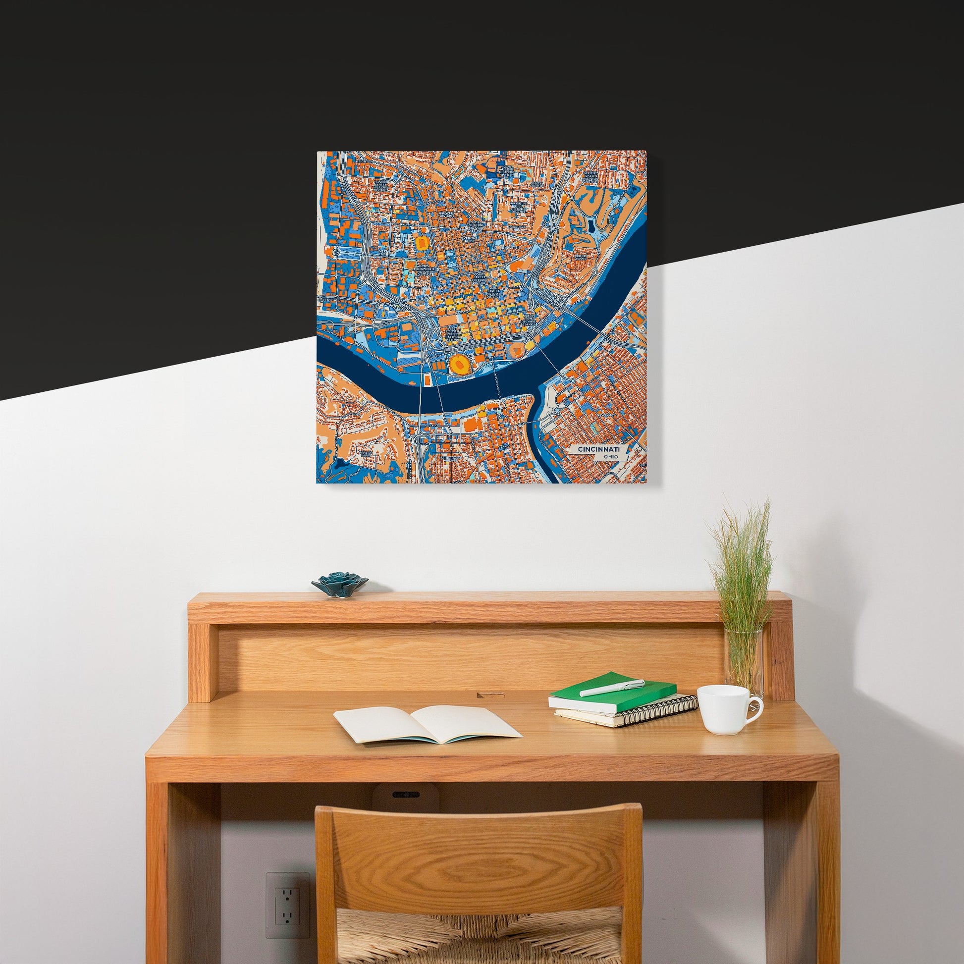 Cincinnati Ohio Colorful City Map Canvas Print Scene