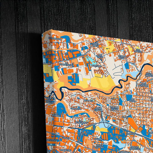 Cinco Esquinas Costa Rica Colorful City Map Canvas Print Detail