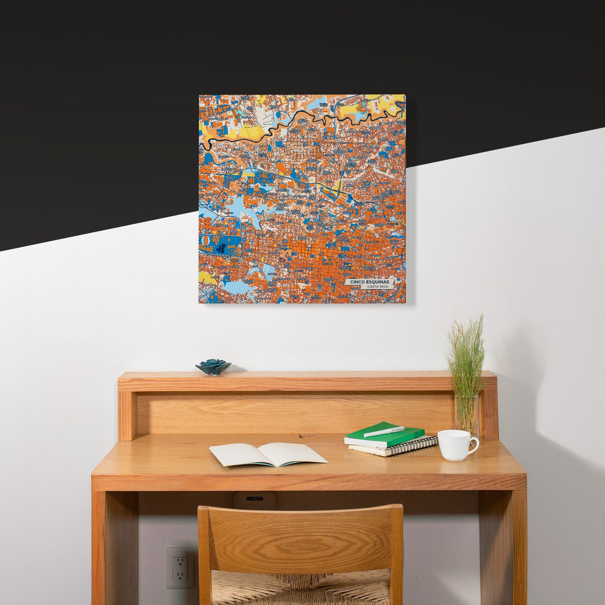 Cinco Esquinas Costa Rica Colorful City Map Canvas Print Scene