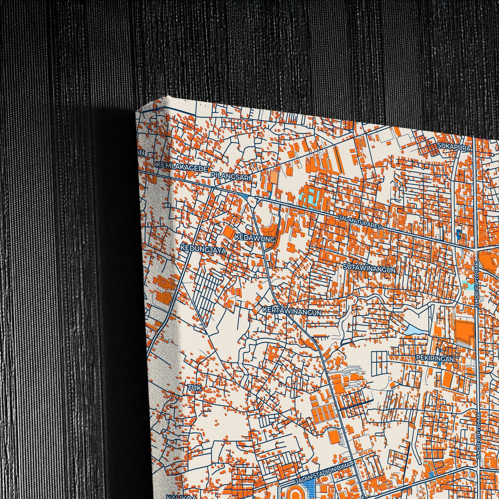Cirebon Indonesia Colorful City Map Canvas Print Detail