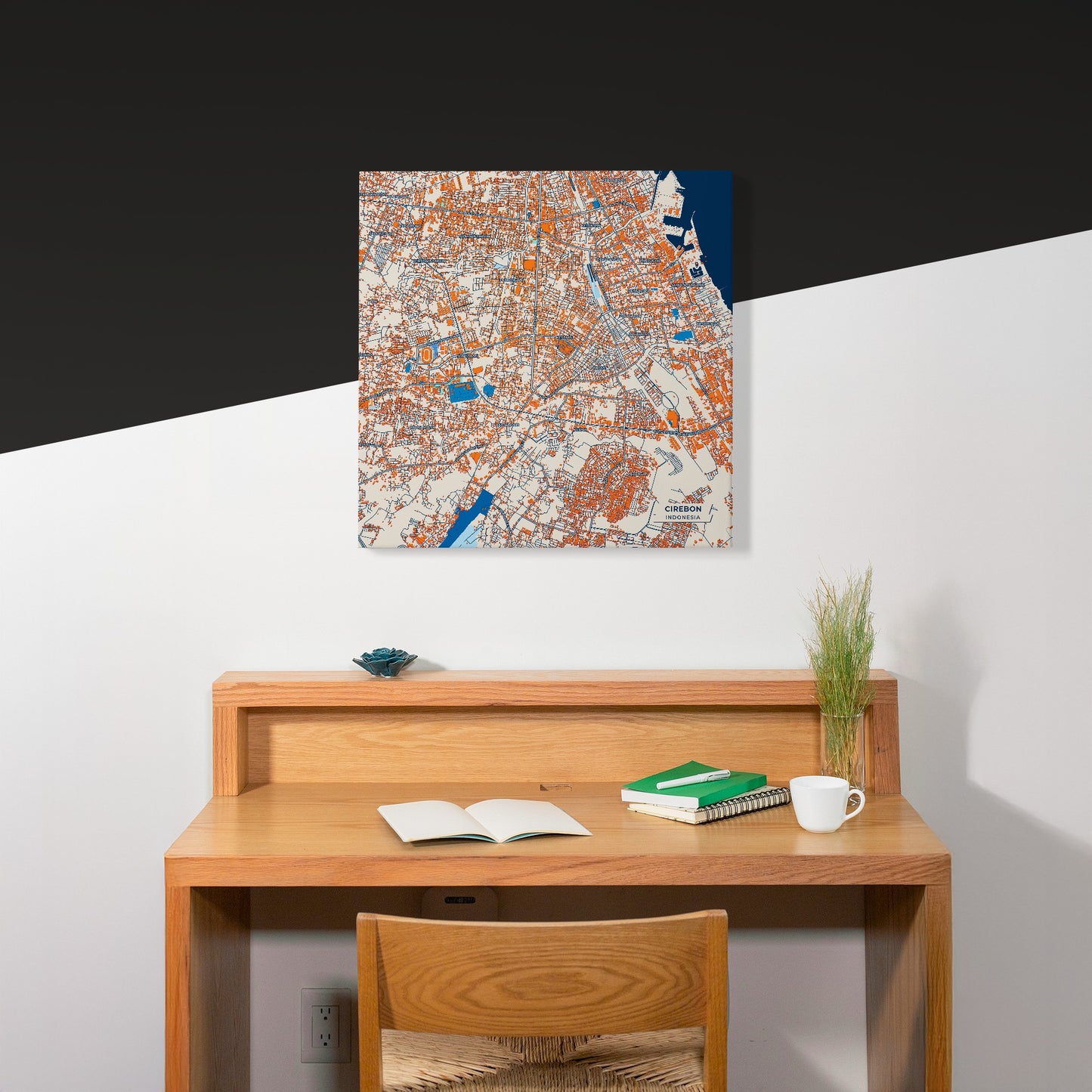Cirebon Indonesia Colorful City Map Canvas Print Scene