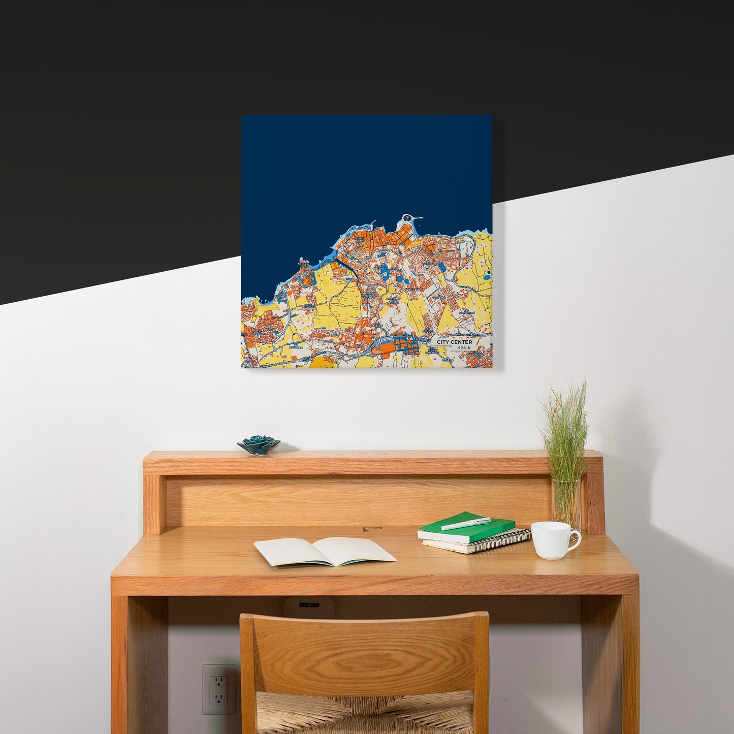 City Center Spain Colorful City Map Canvas Print Scene