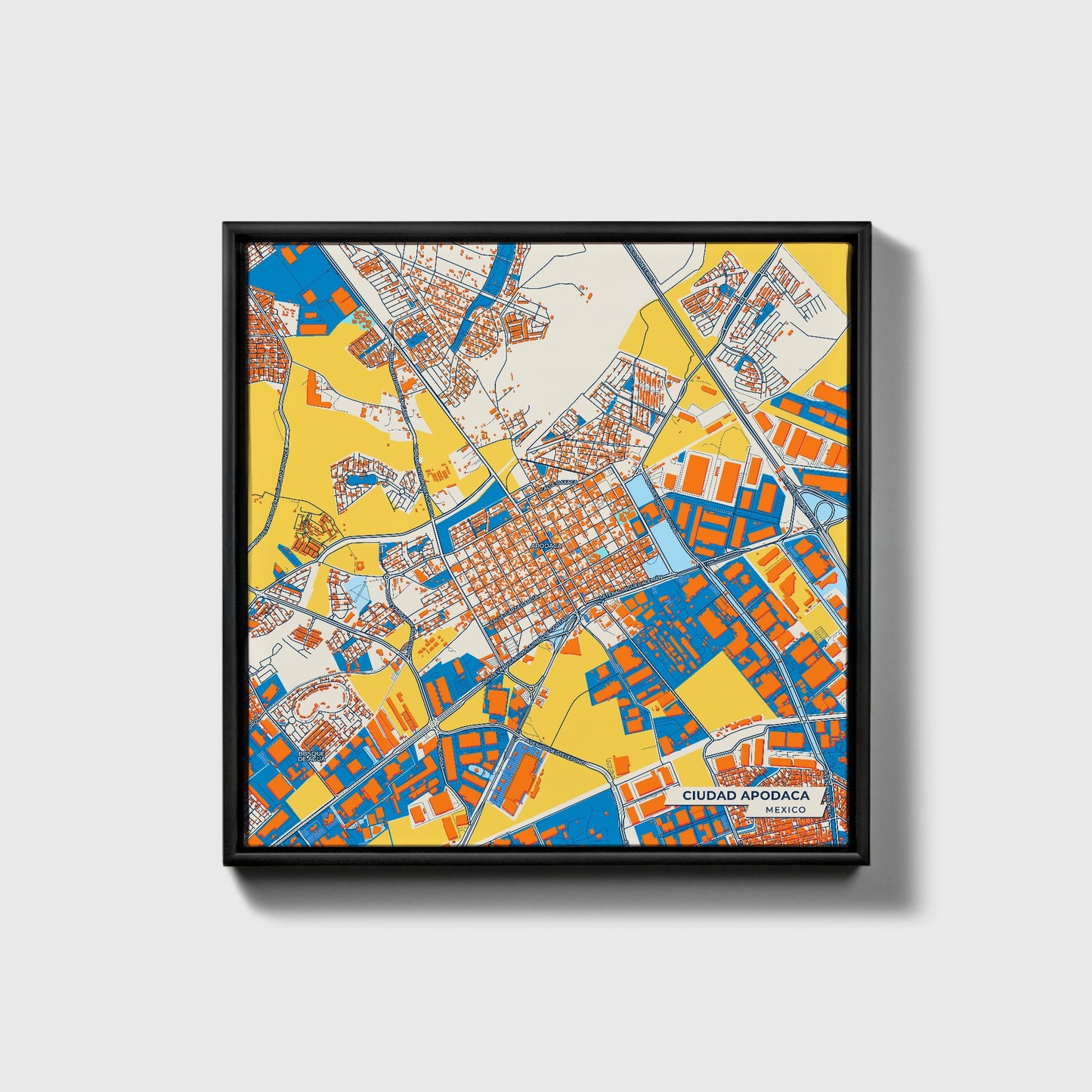 Ciudad Apodaca Mexico Colorful City Map Canvas Print • Black Framed