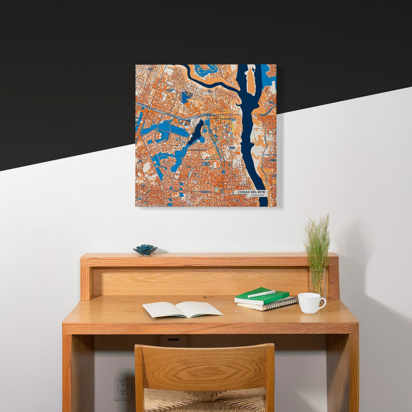 Ciudad Del Este Paraguay Colorful City Map Canvas Print Scene