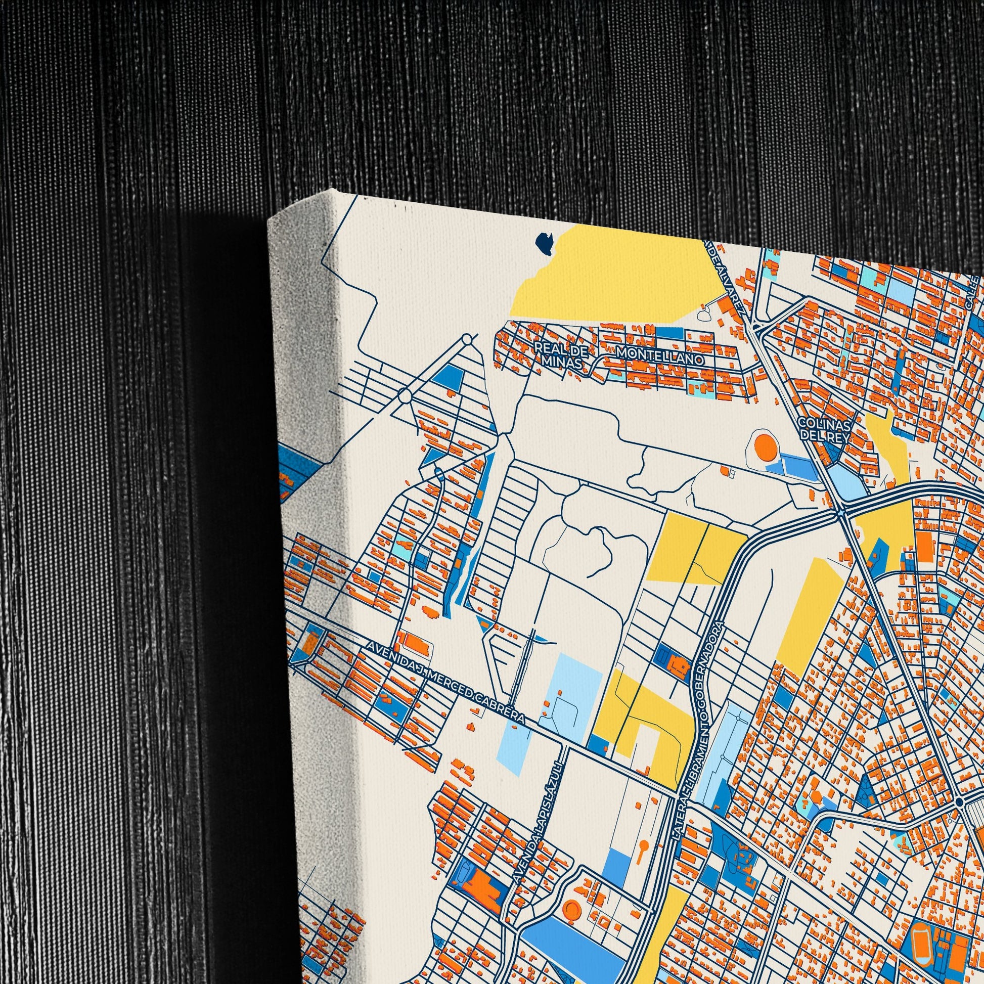 Ciudad De Villa De Álvarez Mexico Colorful City Map Canvas Print Detail