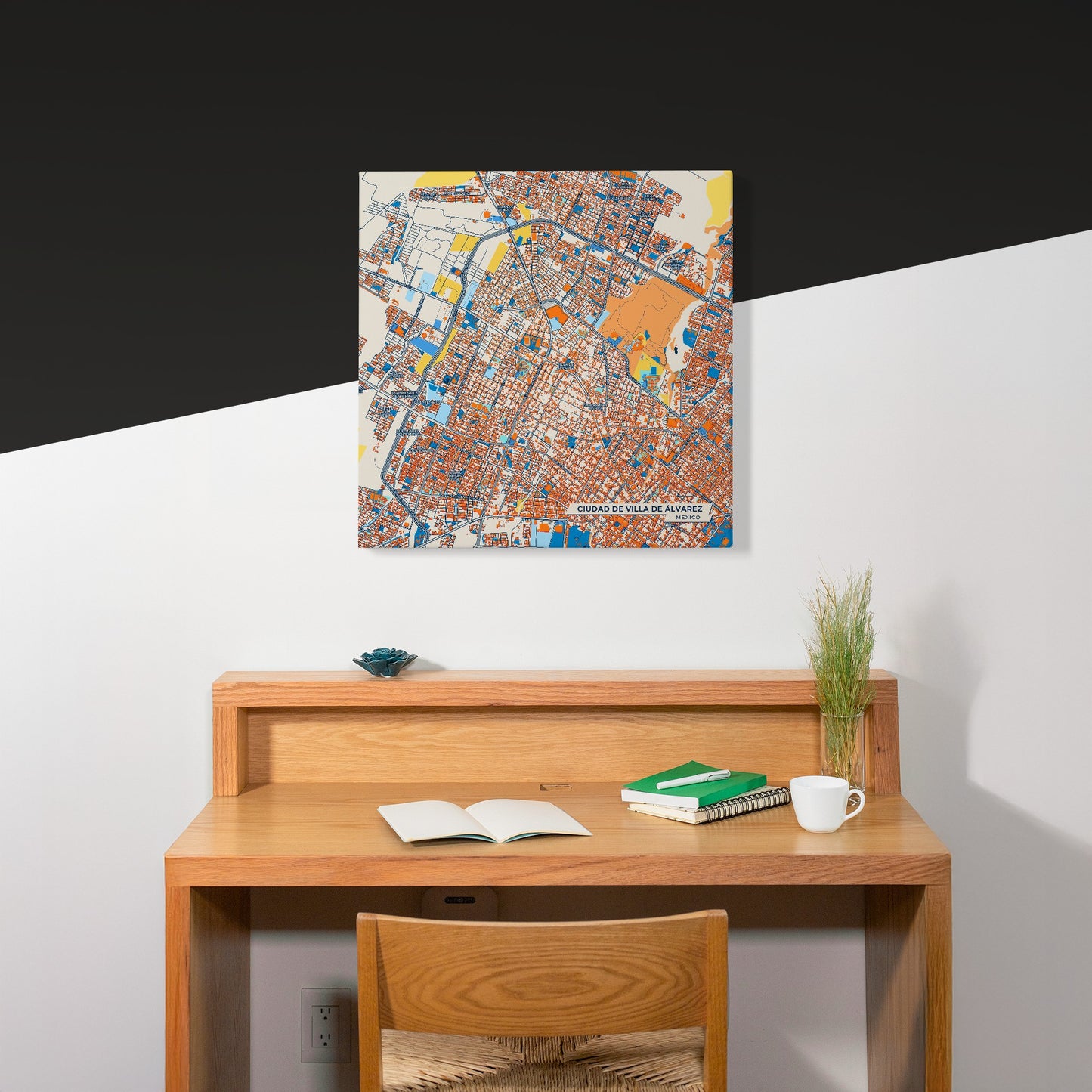 Ciudad De Villa De Álvarez Mexico Colorful City Map Canvas Print Scene