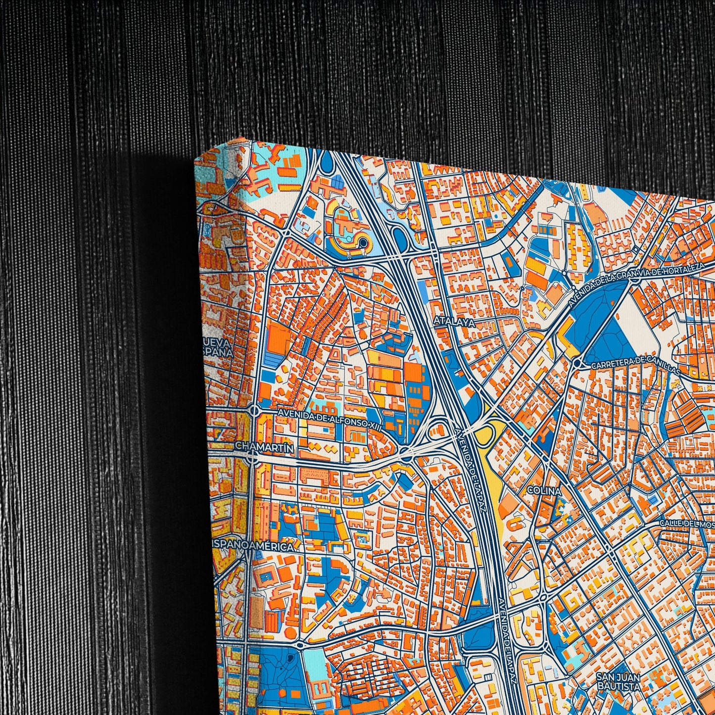 Ciudad Lineal Spain Colorful City Map Canvas Print Detail