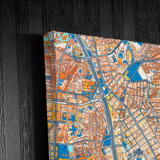 Ciudad Lineal Spain Colorful City Map Canvas Print Detail