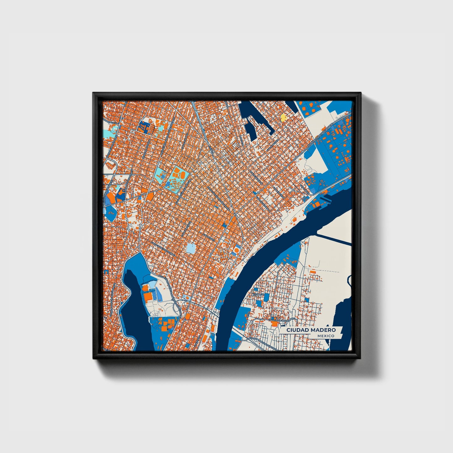 Ciudad Madero Mexico Colorful City Map Canvas Print • Black Framed