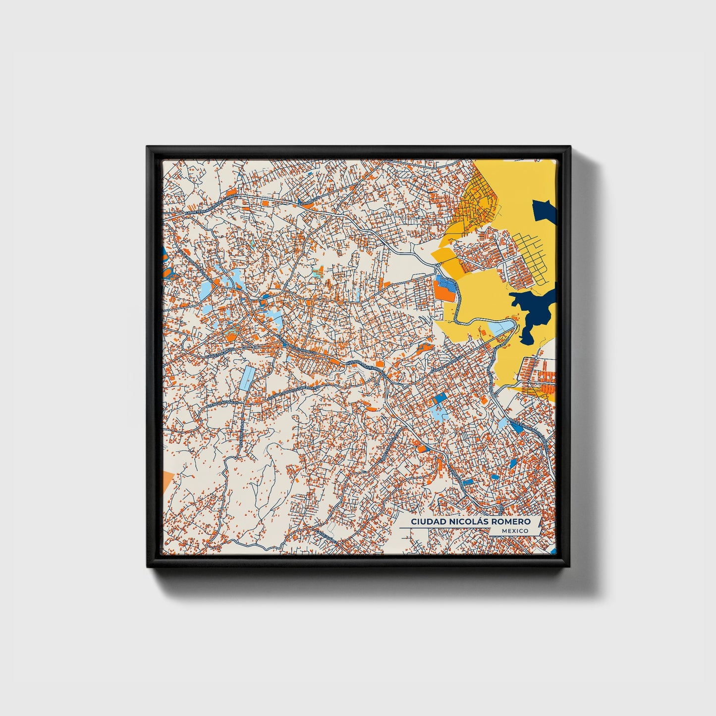 Ciudad Nicolás Romero Mexico Colorful City Map Canvas Print • Black Framed