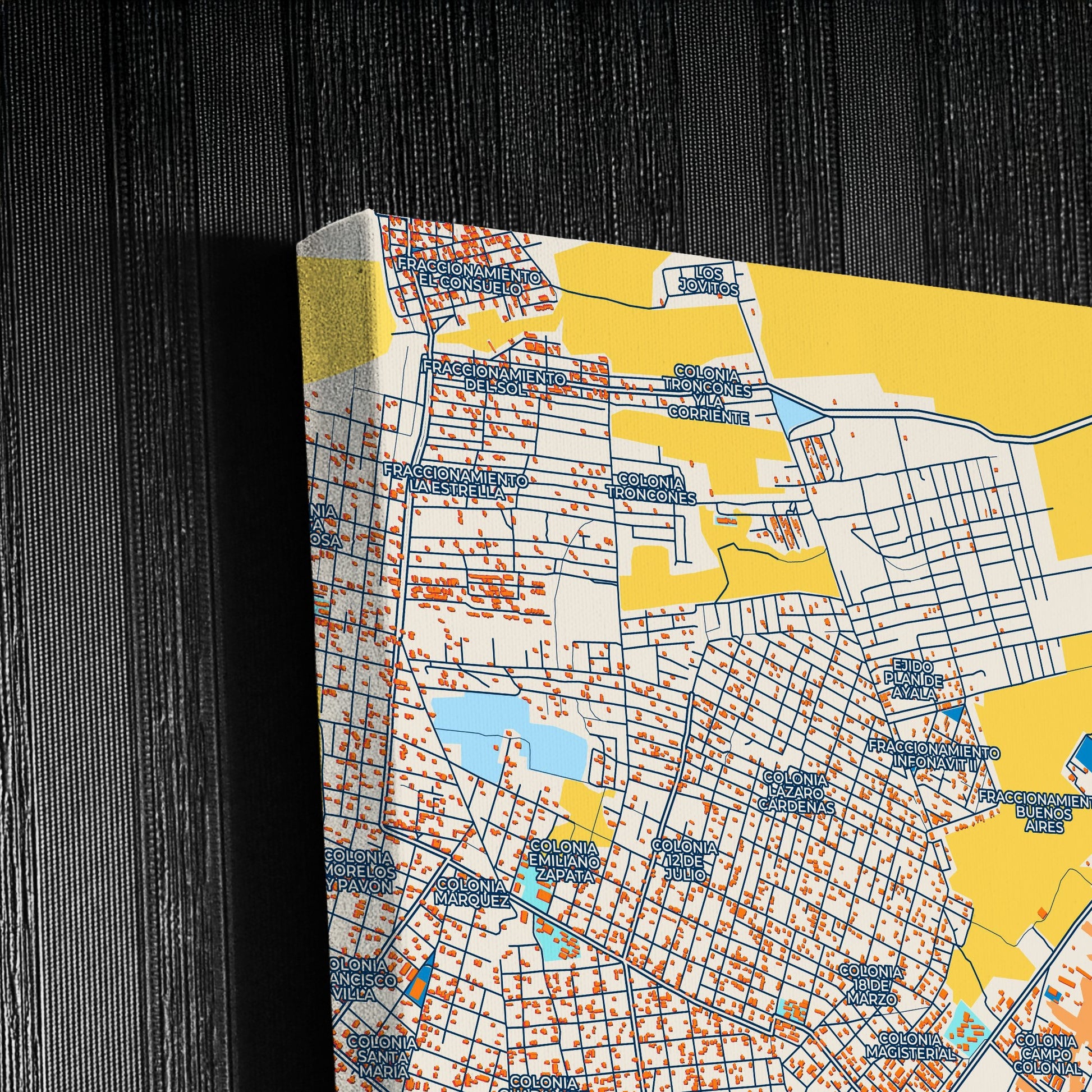 Ciudad Valles Mexico Colorful City Map Canvas Print Detail