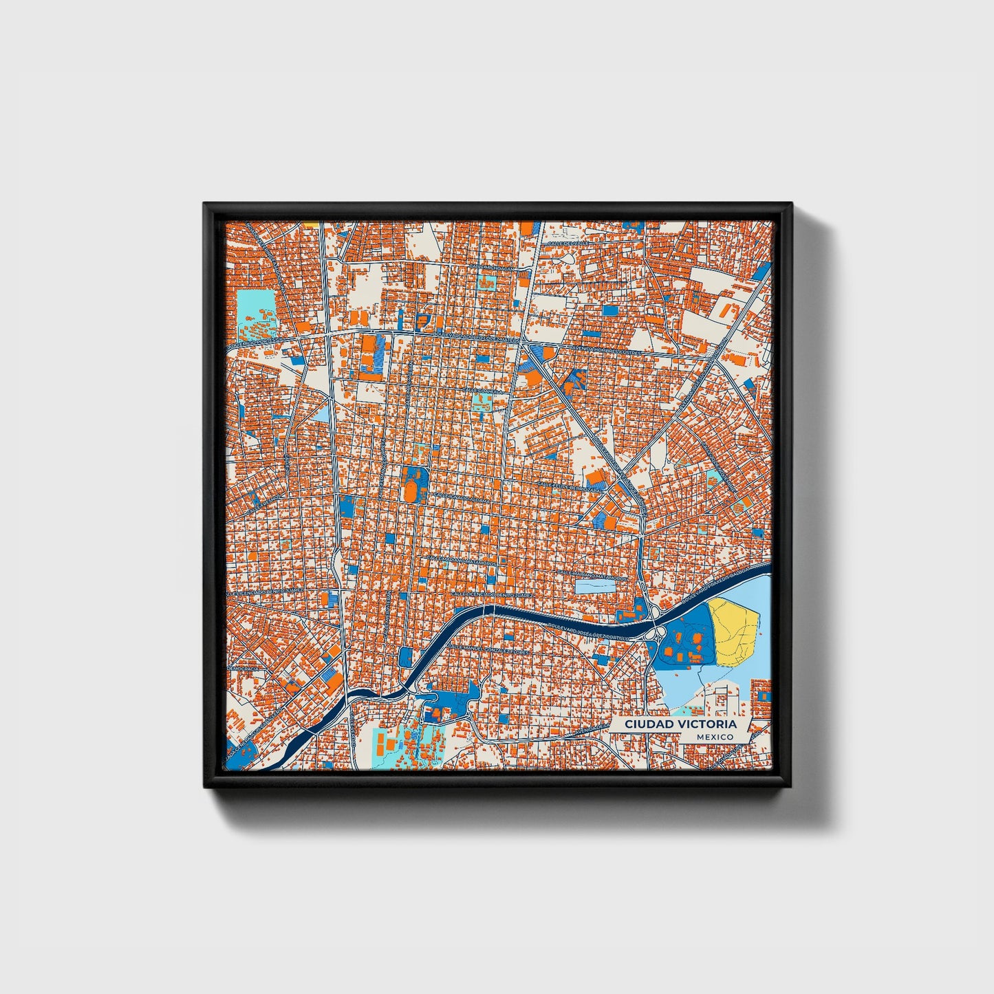 Ciudad Victoria Mexico Colorful City Map Canvas Print • Black Framed