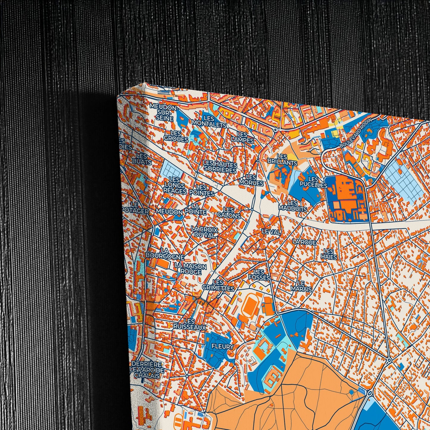Clamart France Colorful City Map Canvas Print Detail