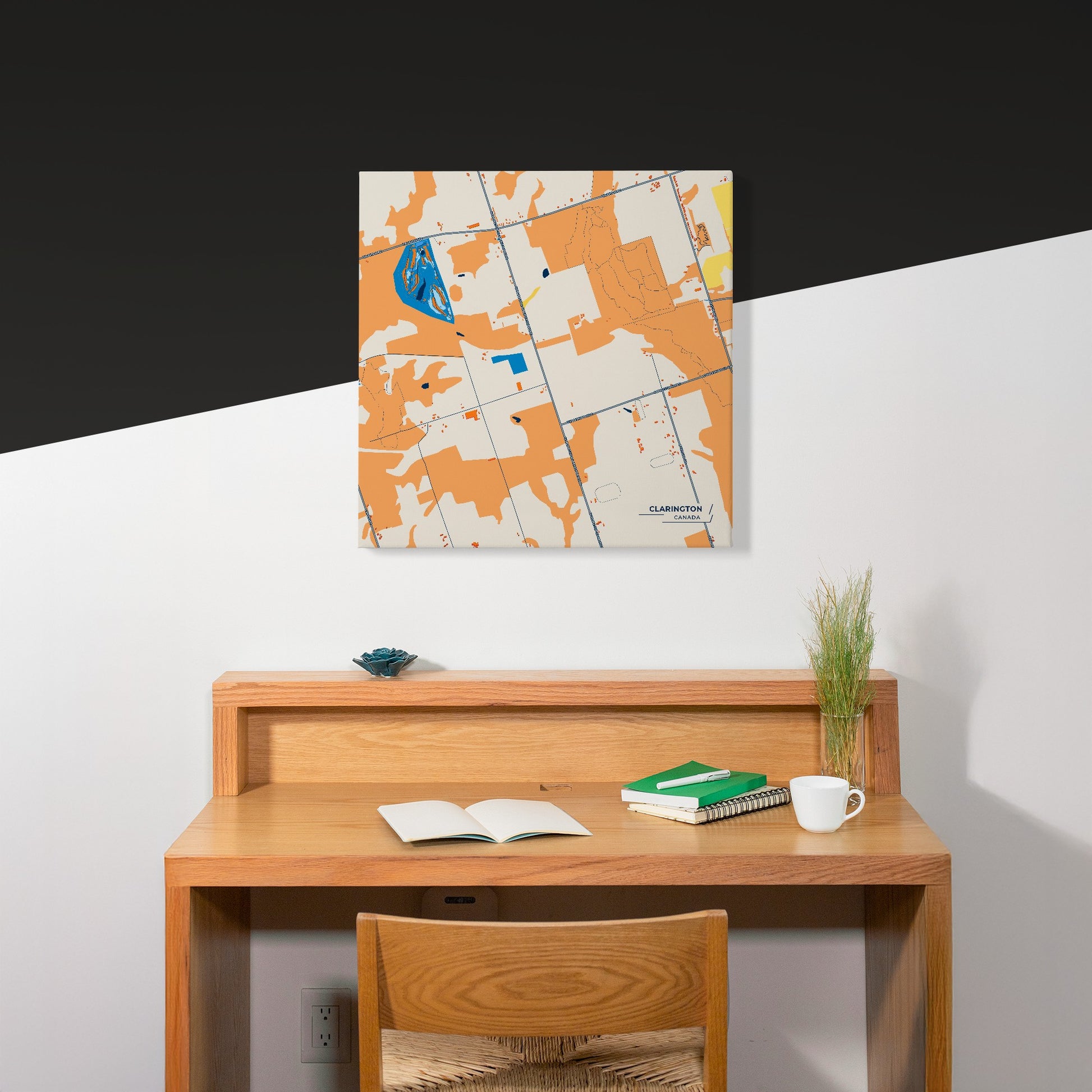 Clarington Canada Colorful City Map Canvas Print Scene
