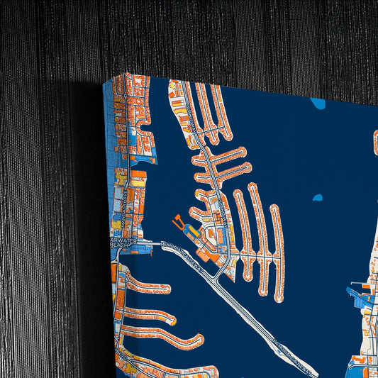 Clearwater Florida Colorful City Map Canvas Print Detail