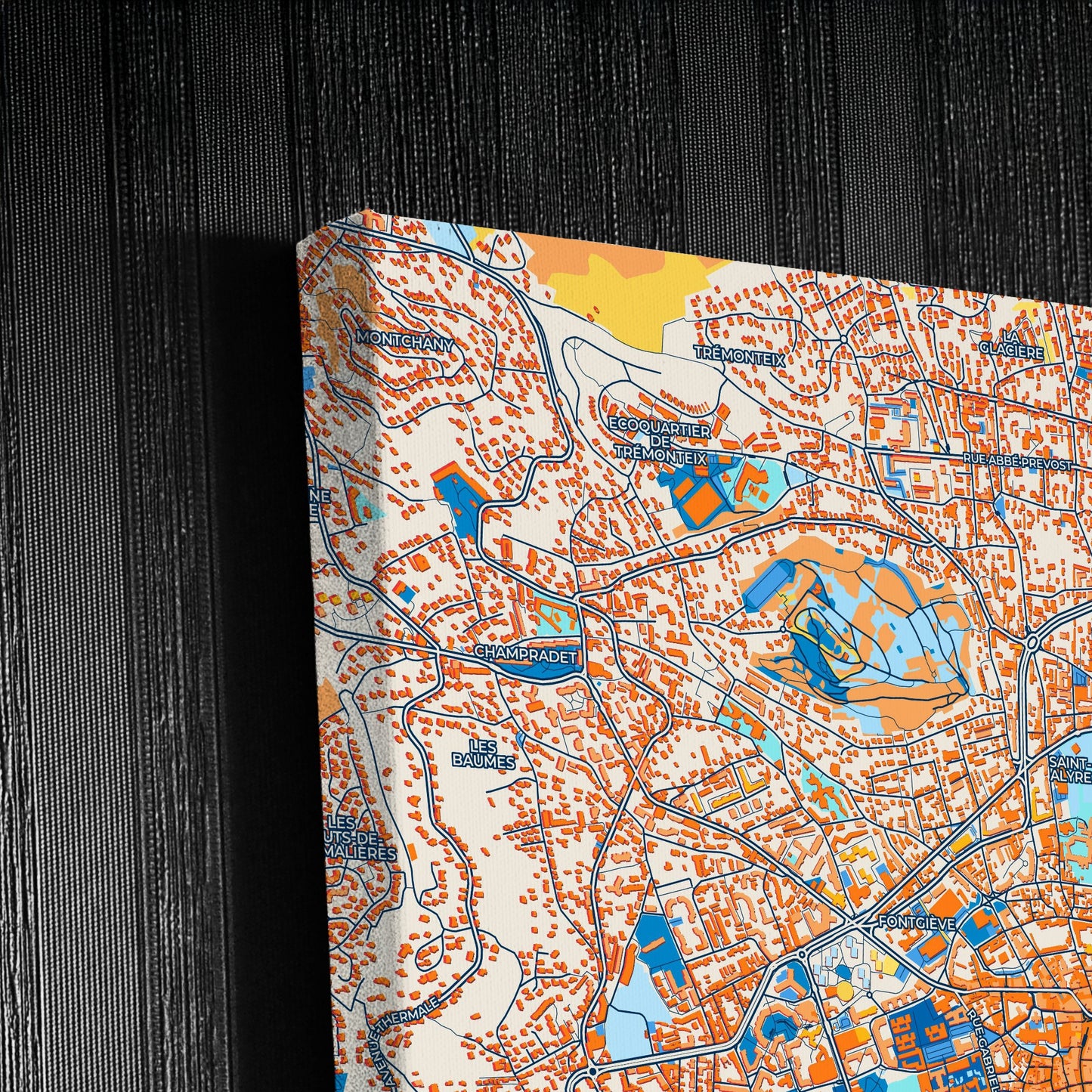 Clermont-Ferrand France Colorful City Map Canvas Print Detail