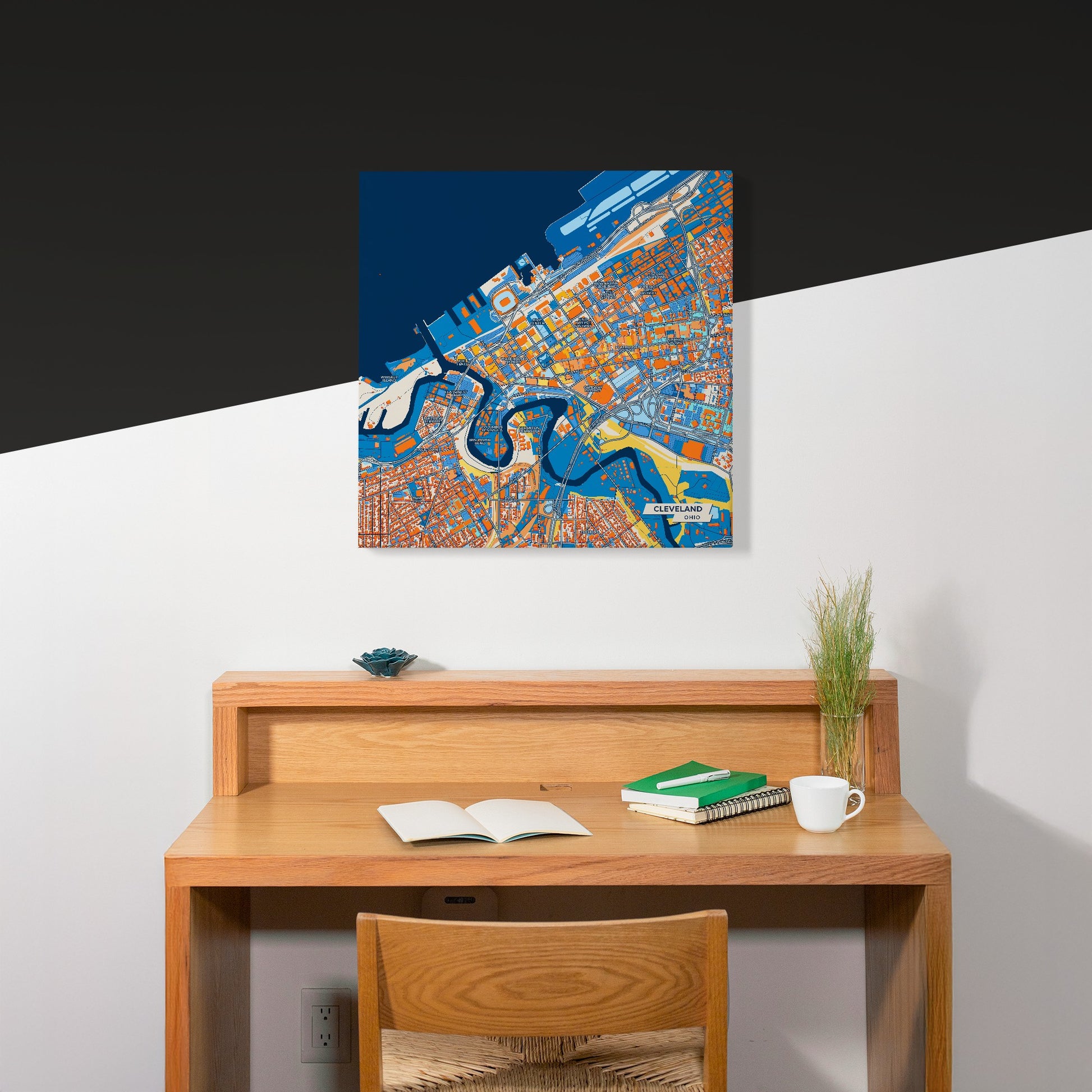 Cleveland Ohio Colorful City Map Canvas Print Scene