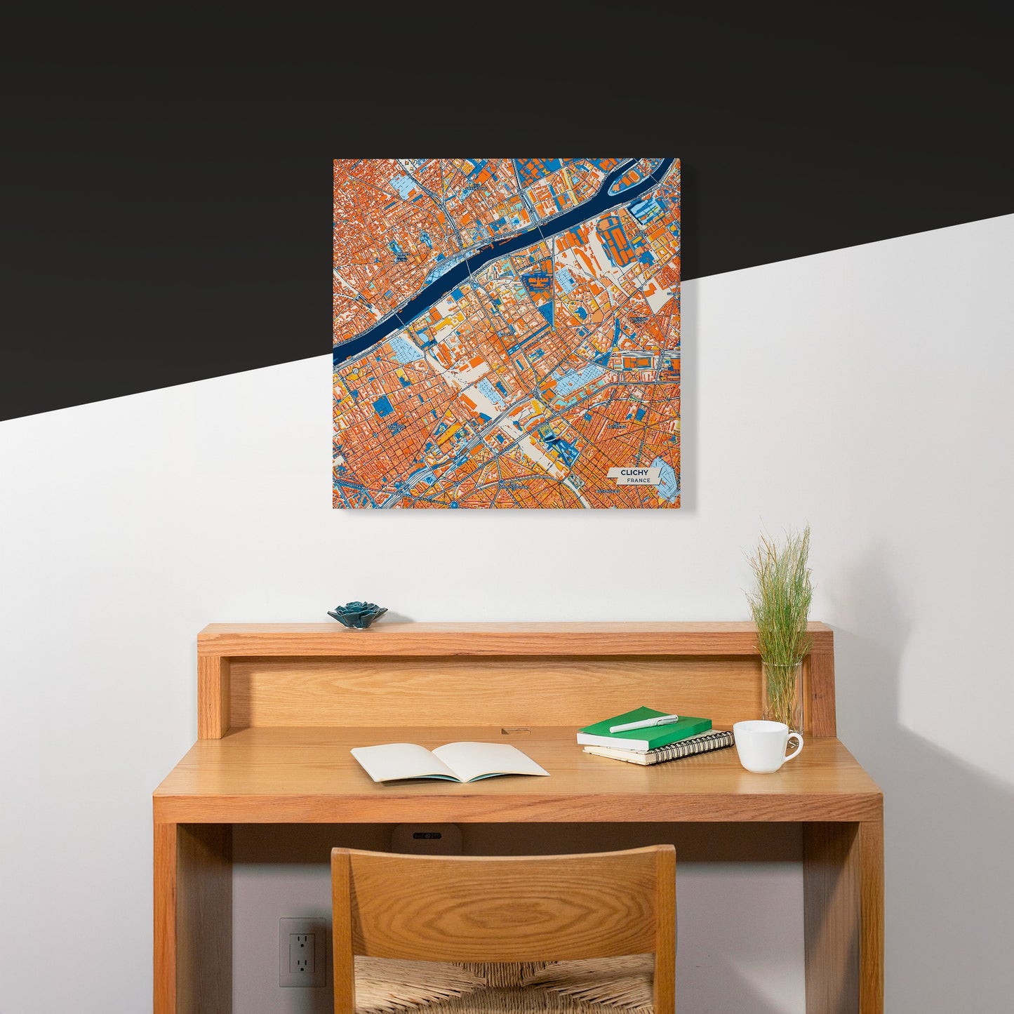 Clichy France Colorful City Map Canvas Print Scene