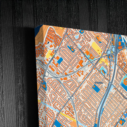 Clifton New Jersey Colorful City Map Canvas Print Detail