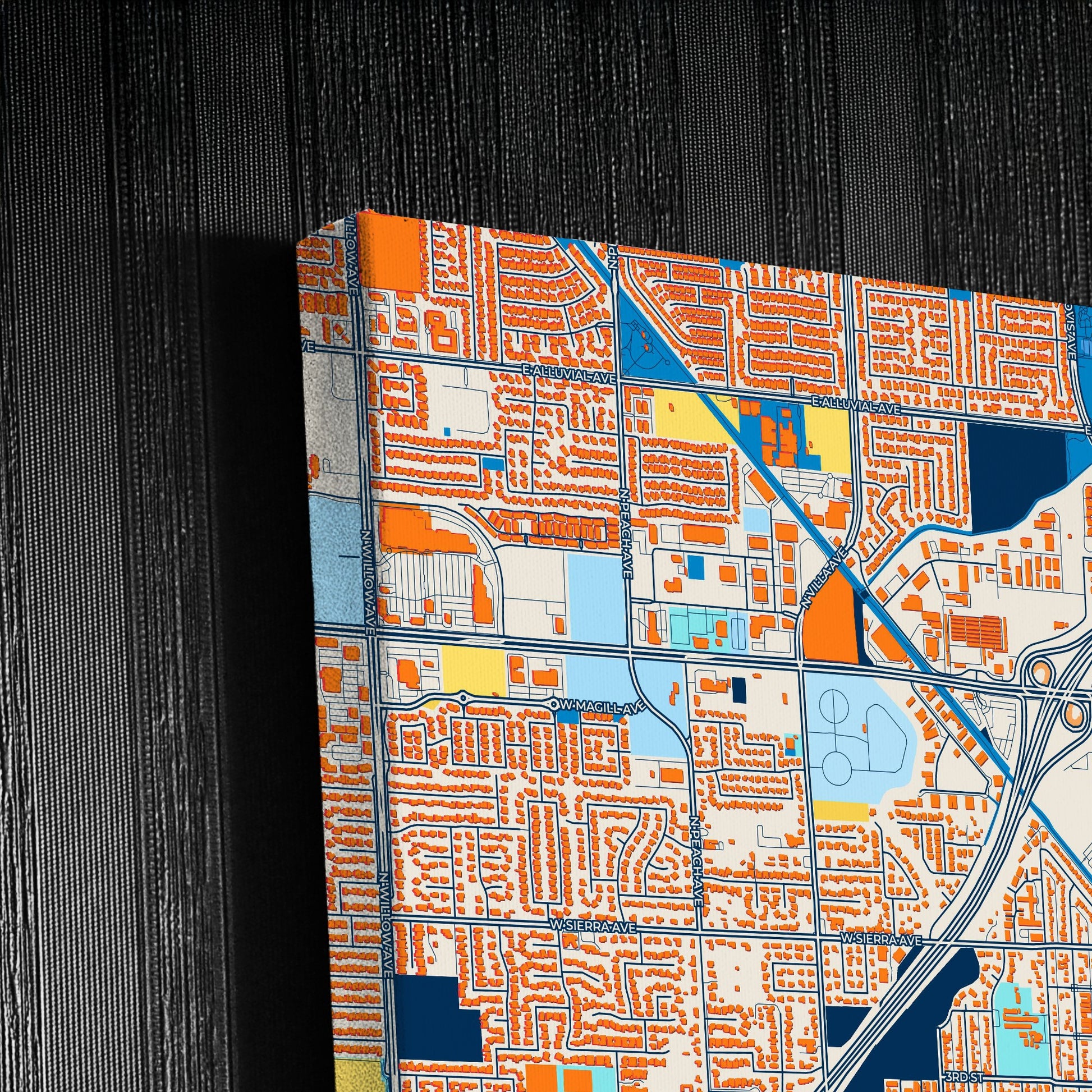 Clovis California Colorful City Map Canvas Print Detail