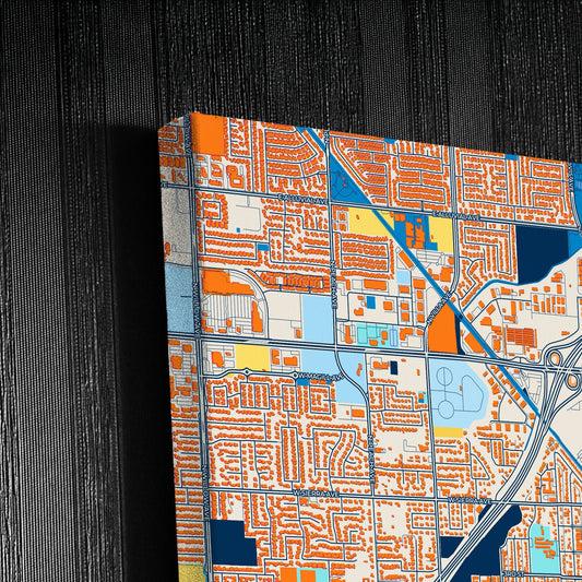 Clovis California Colorful City Map Canvas Print Detail