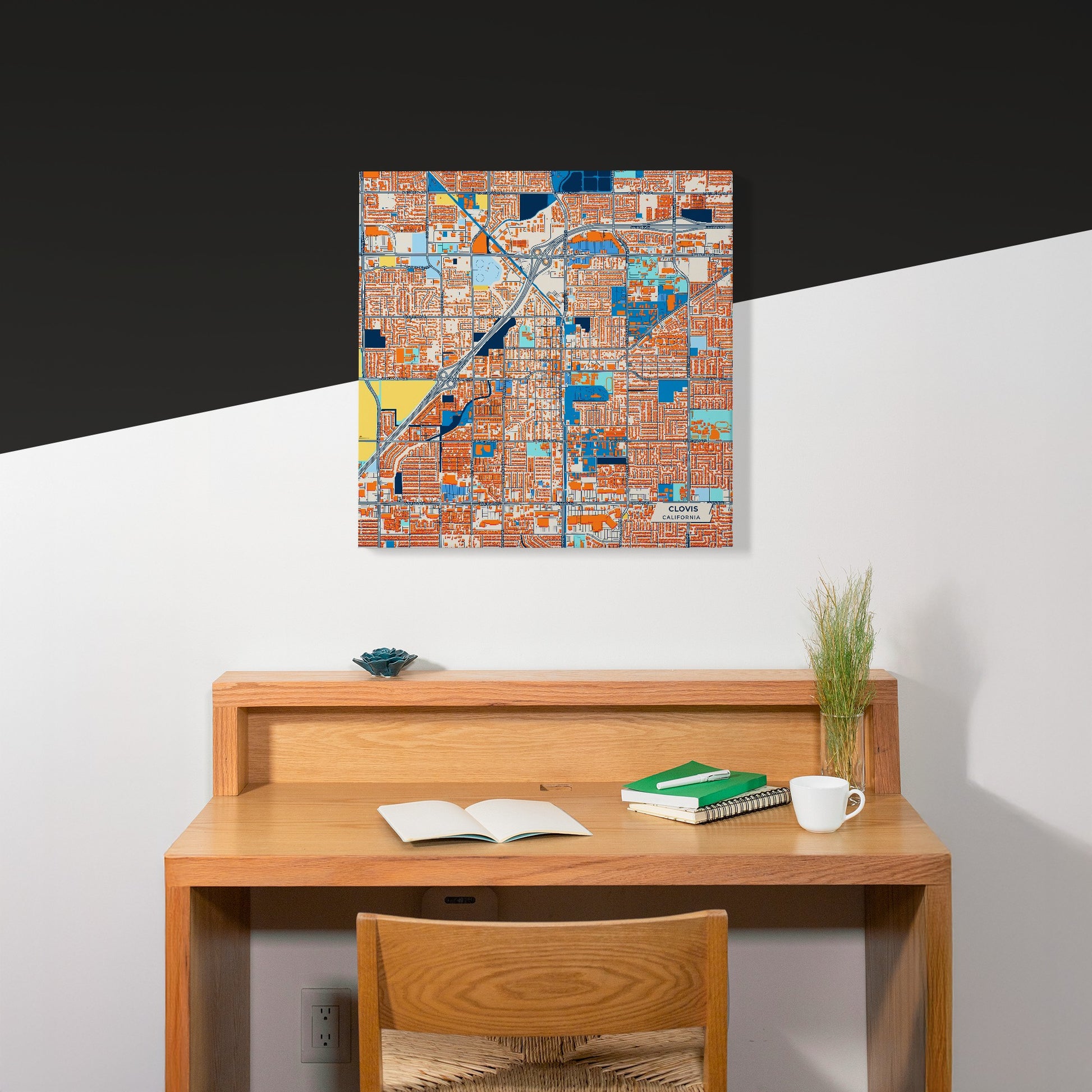 Clovis California Colorful City Map Canvas Print Scene