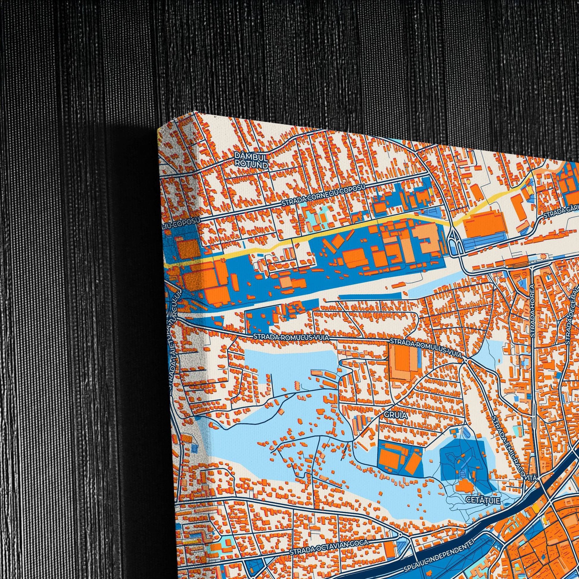 Cluj-Napoca Romania Colorful City Map Canvas Print Detail